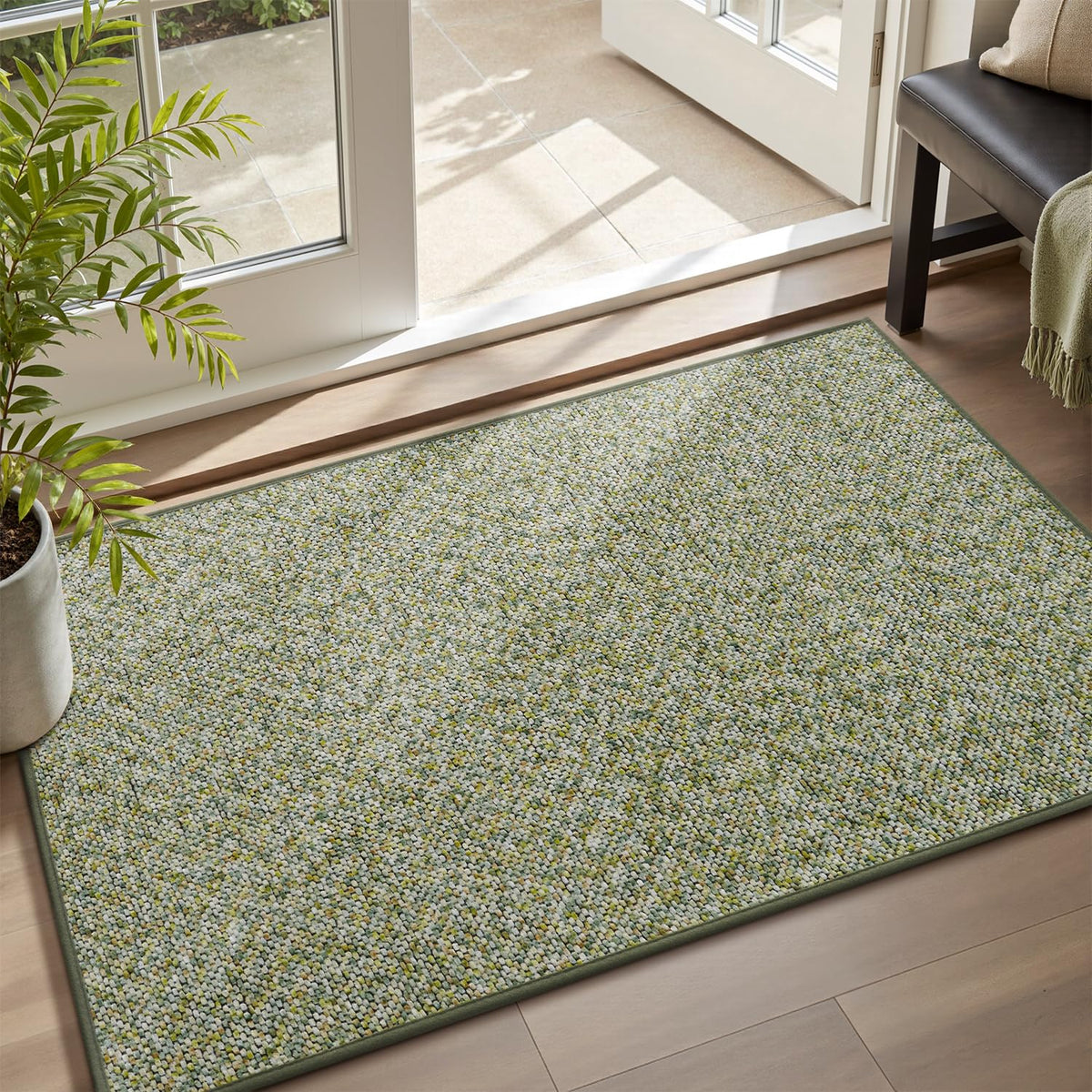 MontVoo Door Mat Indoor Entrance Doormat, Absorbent Durable Rubber Non Slip Front Door Mat for Inside Entry Entryway Dirt Trapper Welcome Mat, Darkgrey 17''x30''
