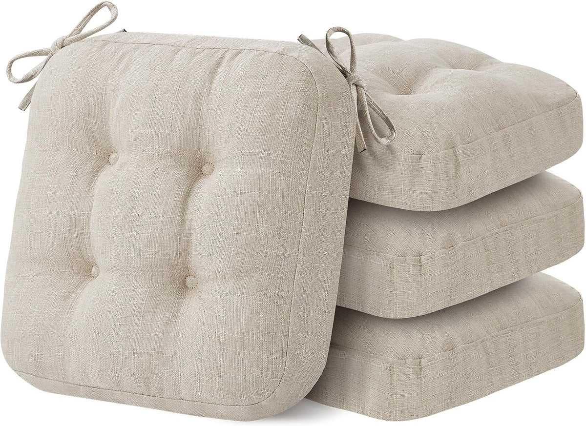 IASEAHK Memory Foam Dining Chair Cushions, Beige, 16.5"x16.5"x3.5"