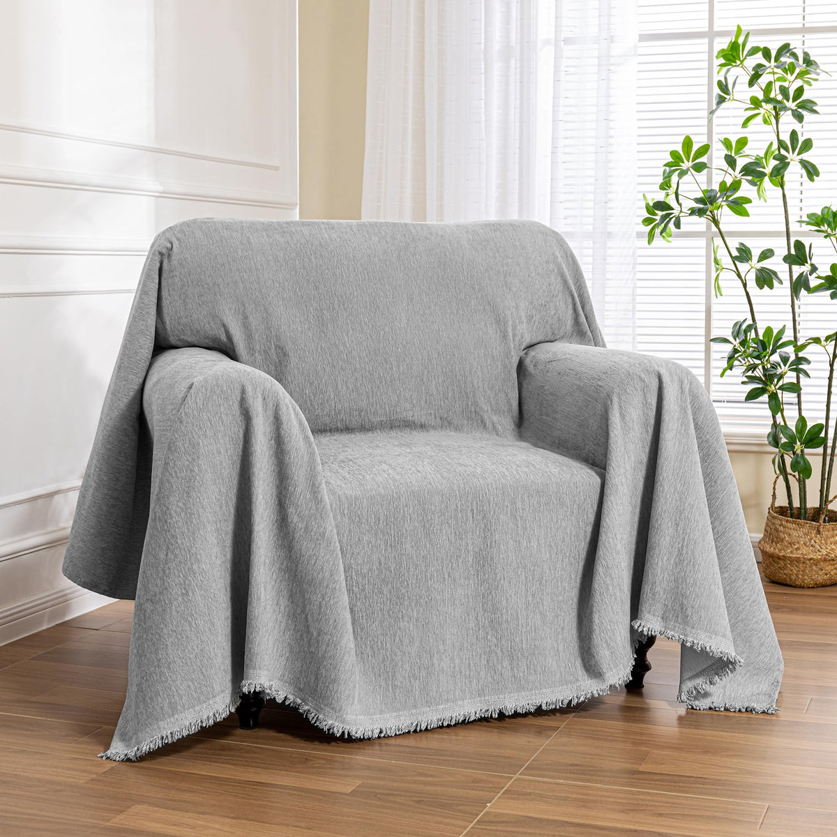 MEETSKY Couch Cover Sofa Covers Couch Covers for 3 Cushion Couch Sofa Pet Friendly, L Shaped Sectional Sofa Covers Washable Simply Put Sofa Throw Cover for Dogs, 91" x 134", Beige