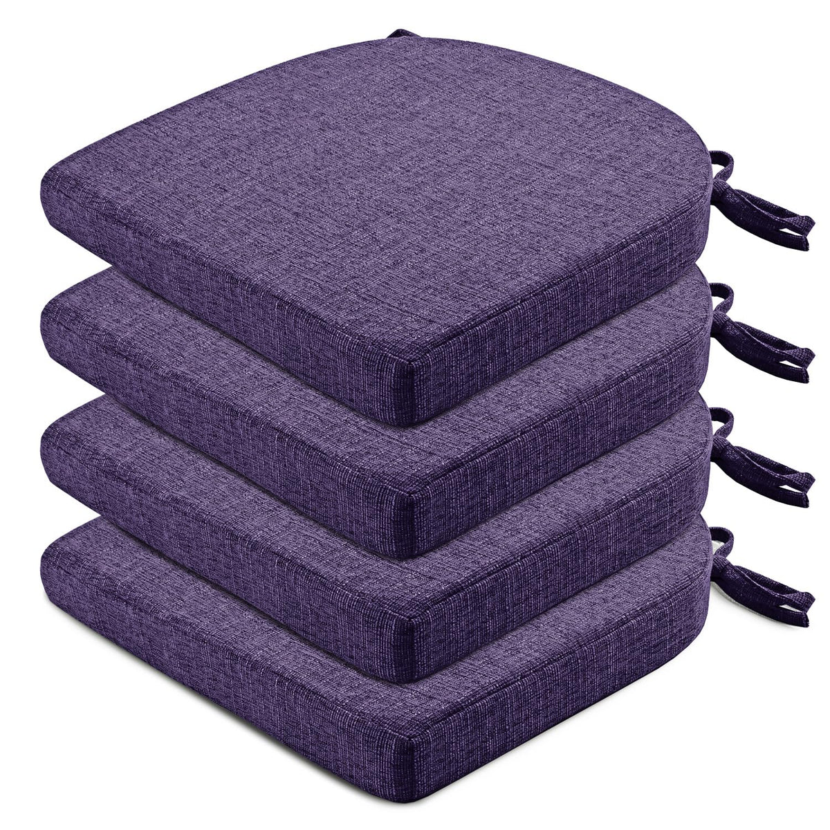Wellsin Chair Cushions for Dining Chairs 6 Pack - Kitchen Chair Cushions with Ties and Non-Slip Backing - Dining Chair Pads 16"X16"X2", Dark Gray