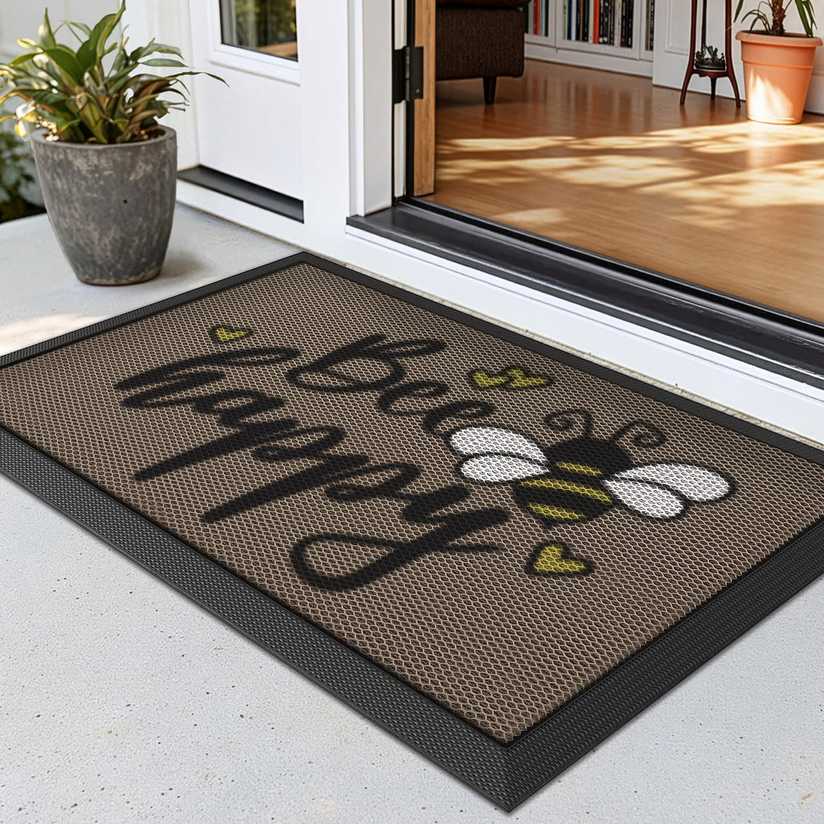 LUMI Outside Welcome Door Mat 24x36, Non-Slip Durable Rubber Easy Clean