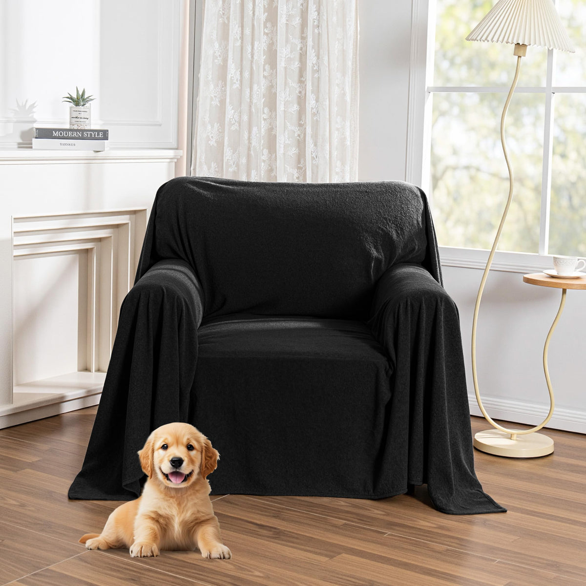 MYSKY HOME Couch Covers for Dogs, Non-Slip Sofa Slipcover, 91"x134", Grey