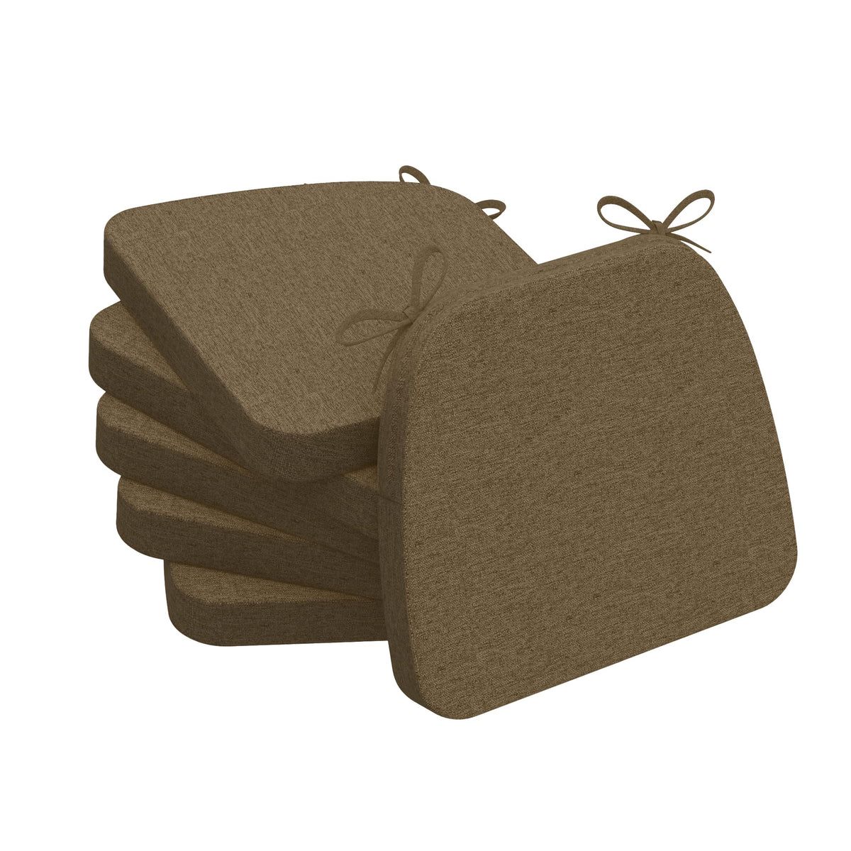 AAAAAcessories D-Shaped Chair Cushions, 2" Thick Dining Chair Pads with Ties and Removable, Machine-Washable Cover, 17" x 16", Set of 4, Oatmeal Beige