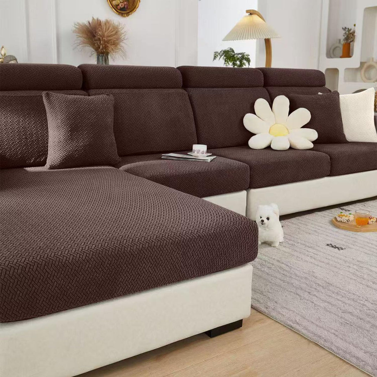 Couch Cushion Covers Sofa Covers Couch Covers for Sofa Pet Friendly Universal Sofa Covers Washable Stretch Slipcovers for Sectional Sofa (Texture Gray,Large Single Seat Cover)