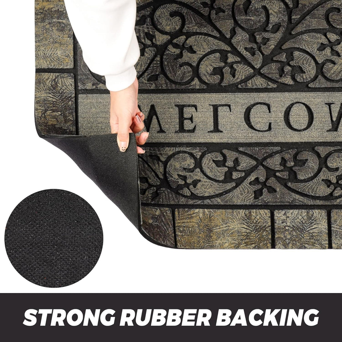 Thick Welcome Mats Outdoor, 24 * 36" Large Front Door Mat Entrance, Durable Welcome Mat for Front Door, Heavy Duty No Slip Rubber Outdoor Mats for Home Entrance