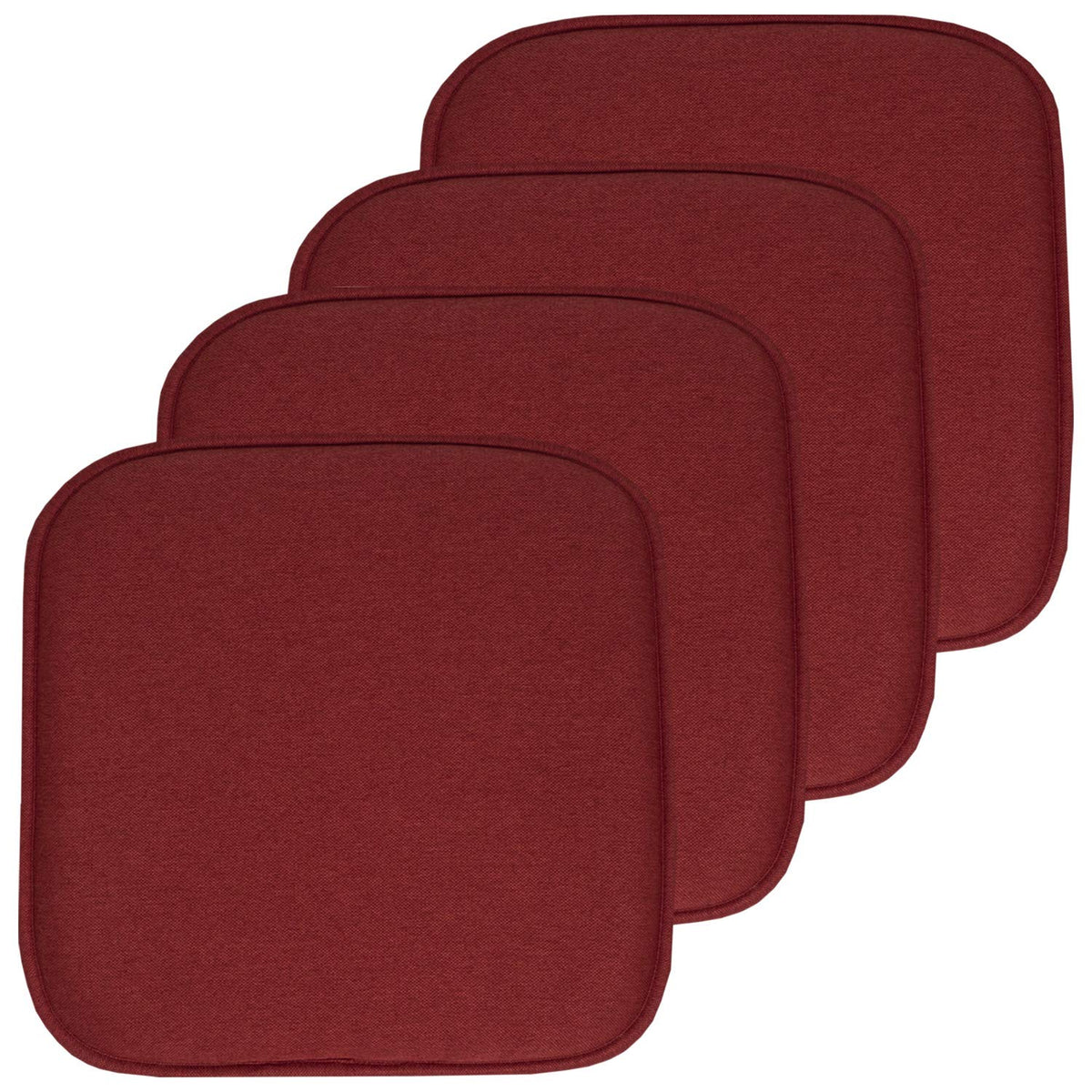 Sweet Home Collection Chair Cushion Memory Foam Pads Honeycomb Pattern Slip Non Skid Rubber Back Rounded Square 16" x 16" Seat Cover, 4 Pack, Alexis Chocolate