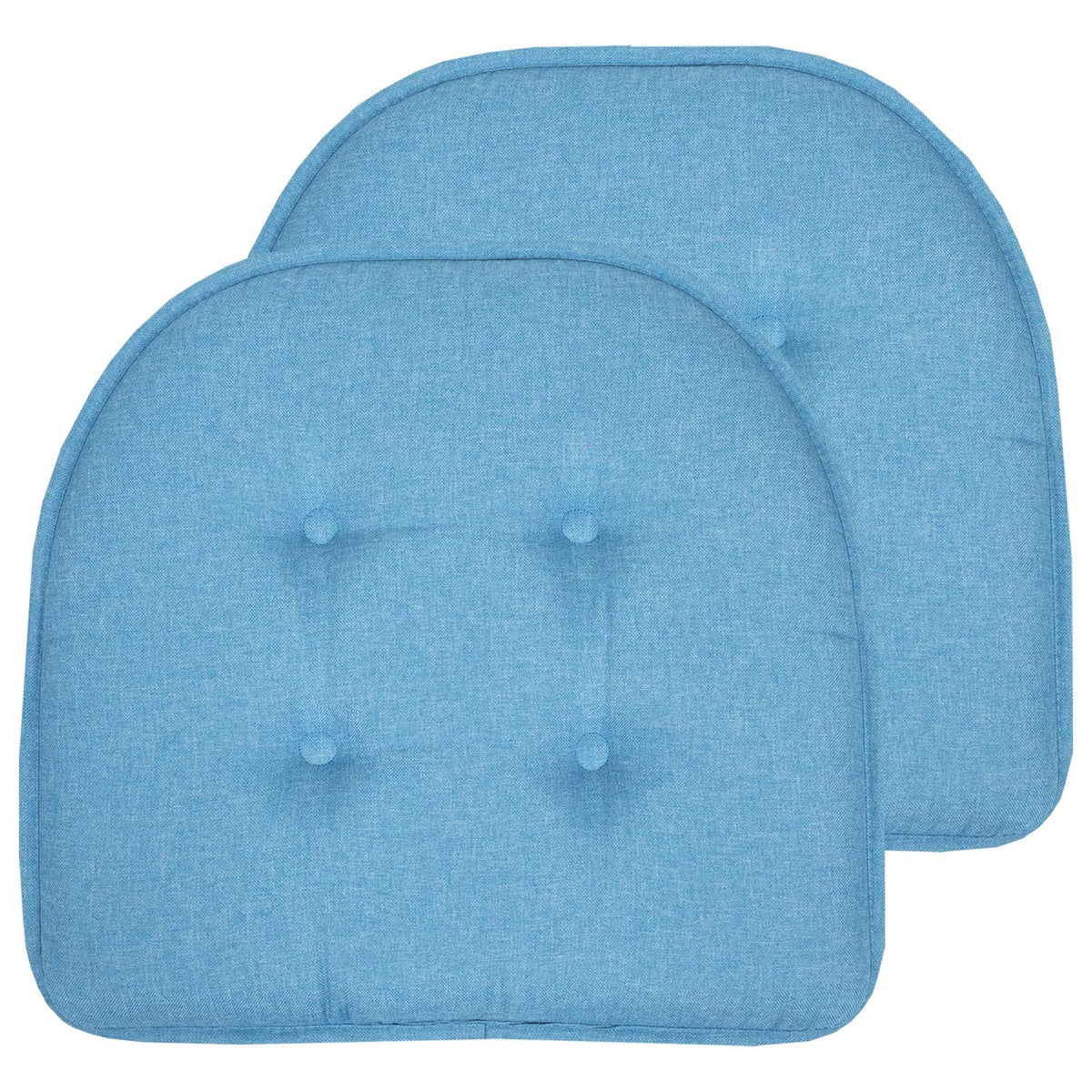 Sweet Home Collection Chair Cushion Memory Foam Pads Tufted Slip Non Skid Rubber Back U-Shaped 17" x 16" Seat Cover, 6 Pack, Checkered Taupe/White