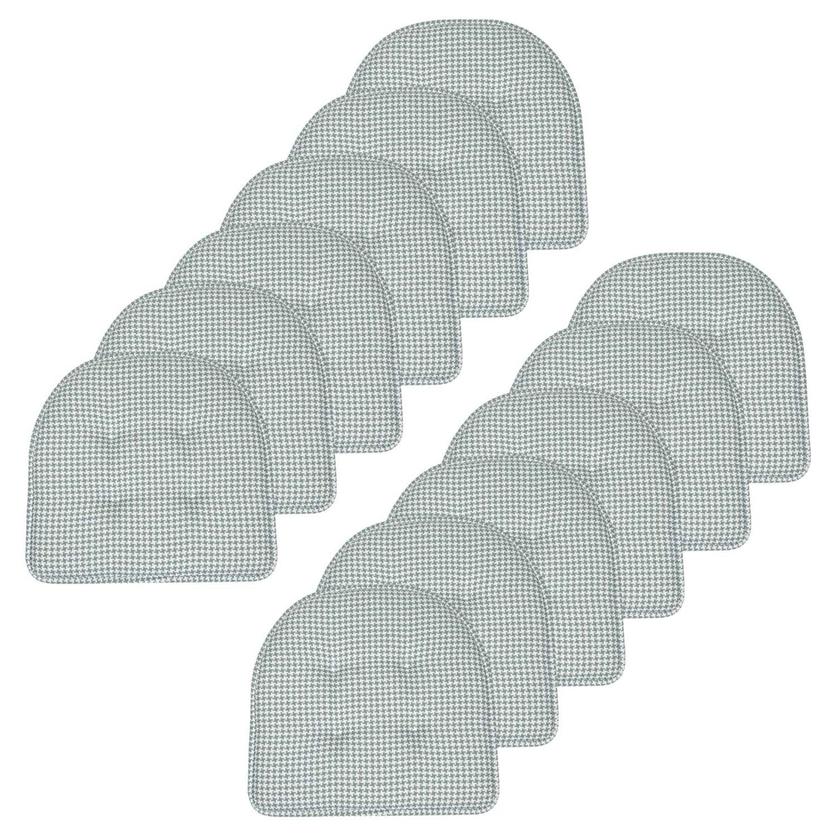 Sweet Home Collection Chair Cushion Memory Foam Pads Tufted Slip Non Skid Rubber Back U-Shaped 17" x 16" Seat Cover, 6 Pack, Checkered Taupe/White
