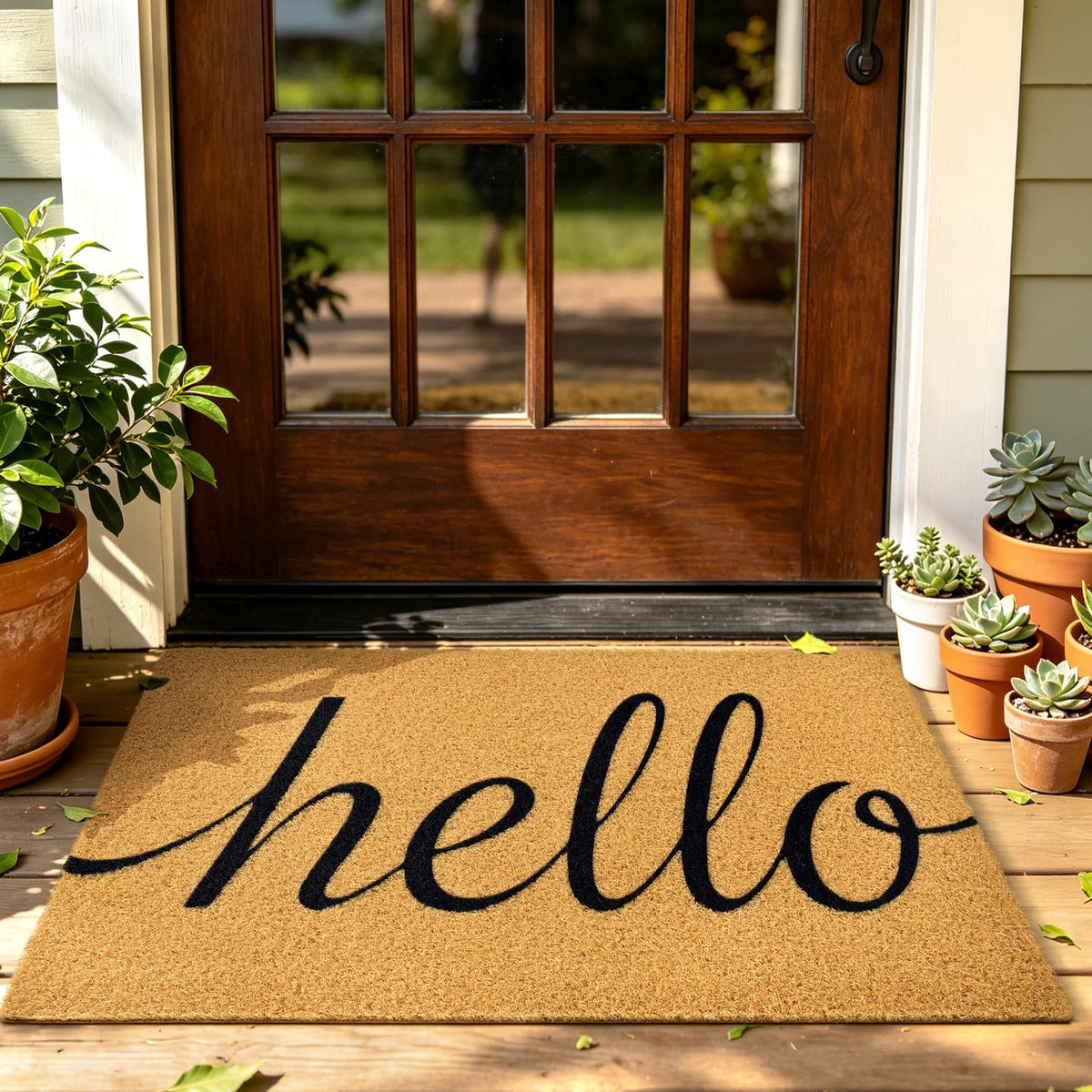 Floral Front Door Mat Outside Non-Slip Welcome Doormat, 17x29 in