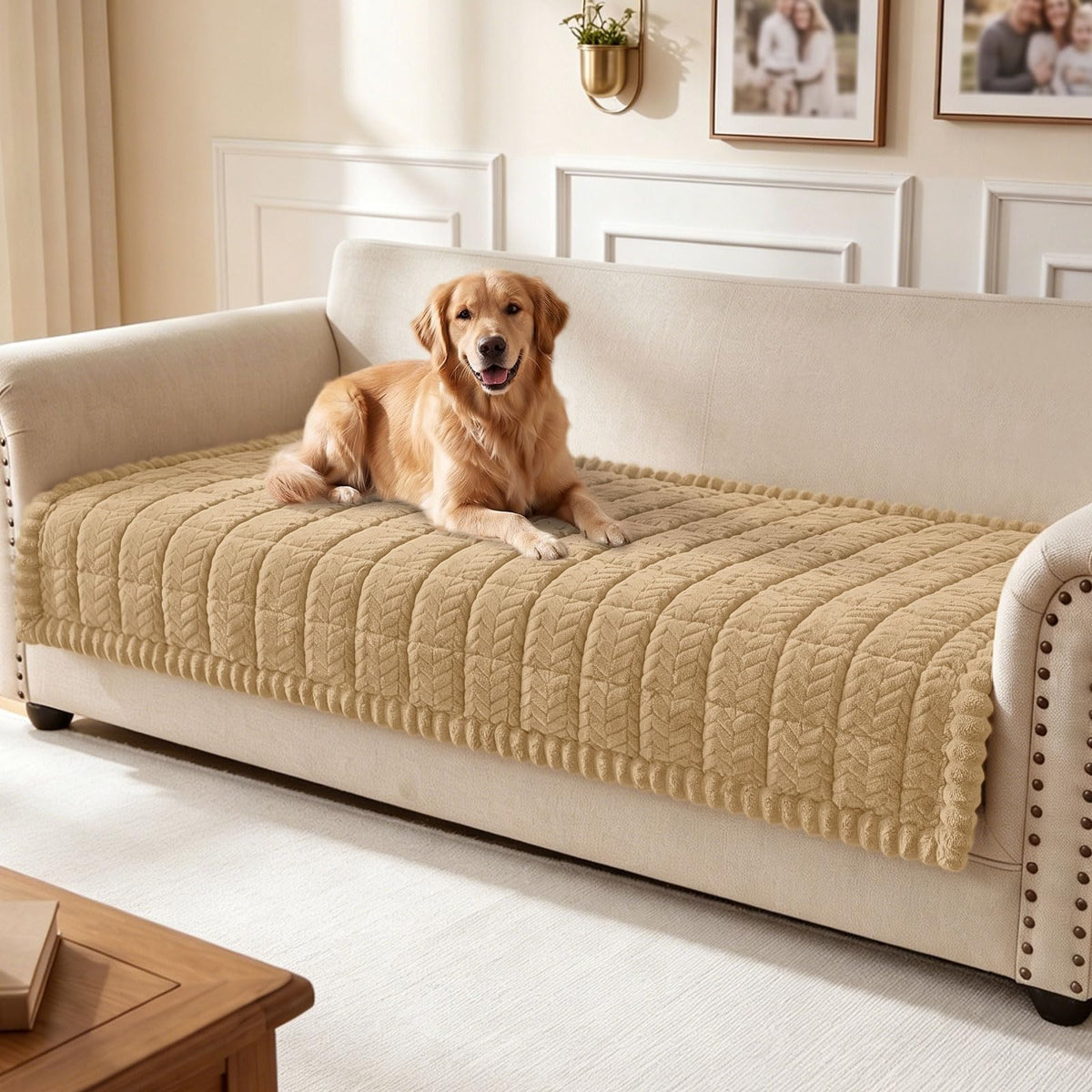 Smiry Couch Cover for Dogs, Non Slip Fuzzy Pet Sofa Covers Washable