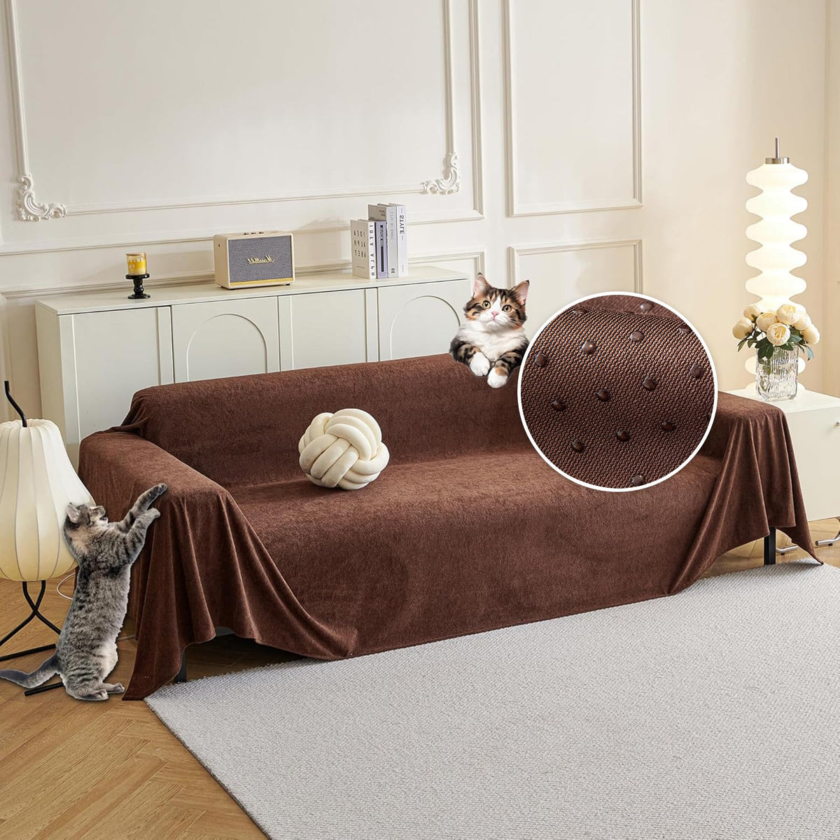 MYSKY HOME Couch Covers for Dogs, Non-Slip Sofa Slipcover, 91"x134", Grey