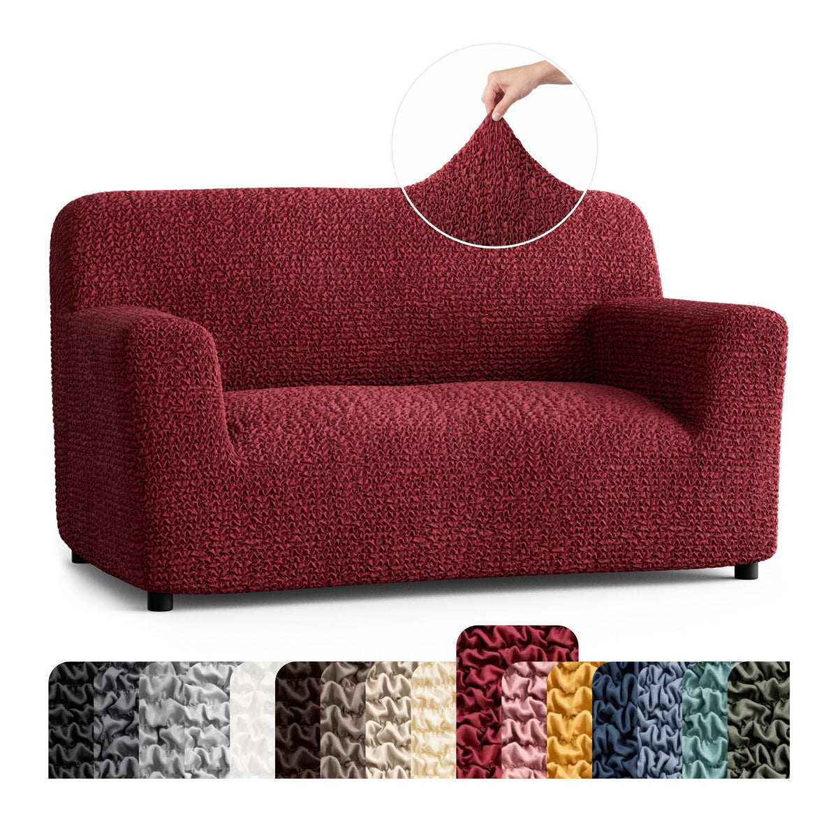 Premium Stretch Couch Covers for Sofa - Sofa Chair Cover Washable, Dogs & Pets Friendly - Elastic Polyester Loveseat Slipcovers - Non-Slip Love Seat Couch Covers - Soft Taupe (86"-120" Wide)