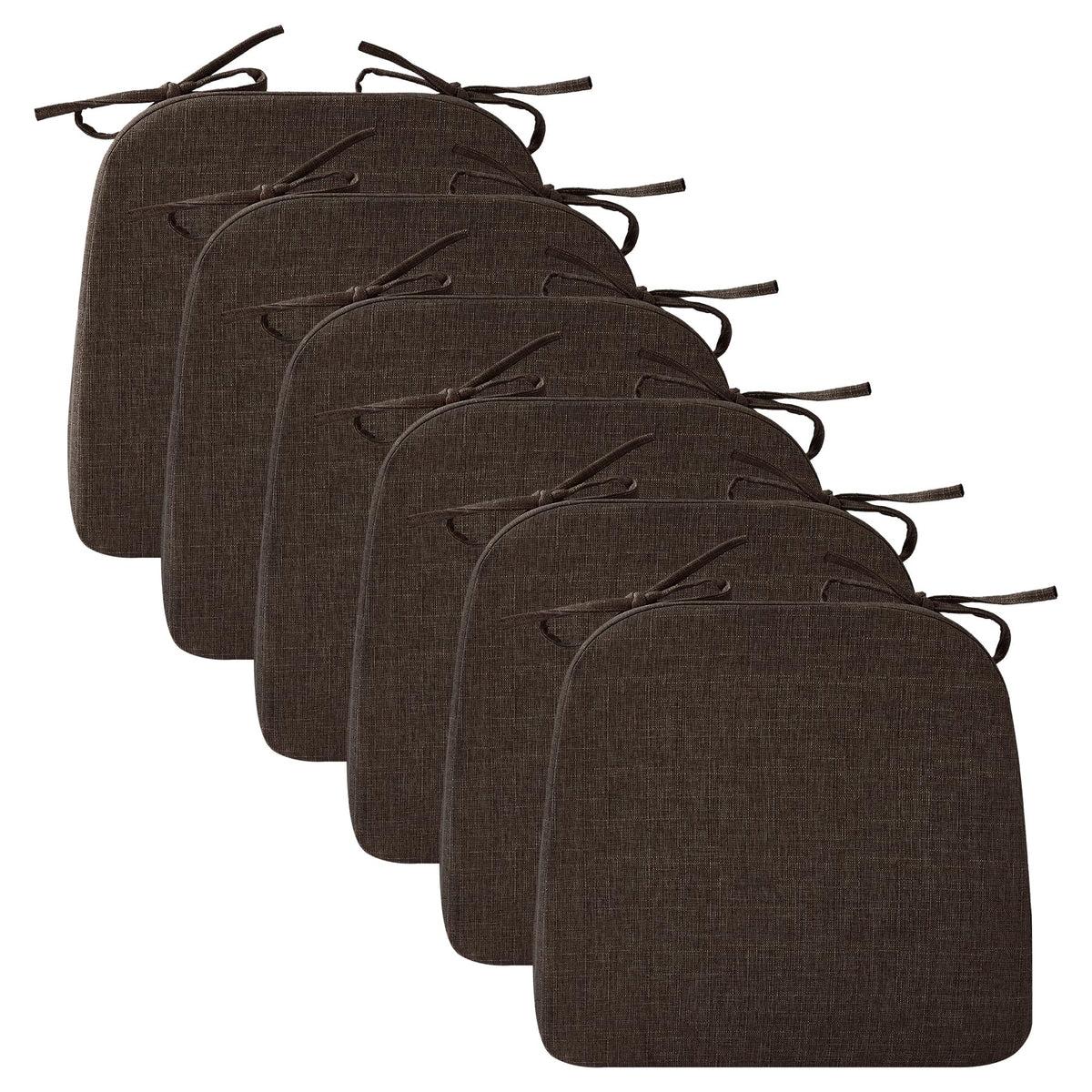 Ruqmuis Chair Cushions for Dining Chairs, 2" Thick Seat Cushions for Kitchen Chairs, D-Shaped Chair Pads with Washable Cover, Ties and Non Slip Backing, 17'' x 16'', Set of 4, Beige
