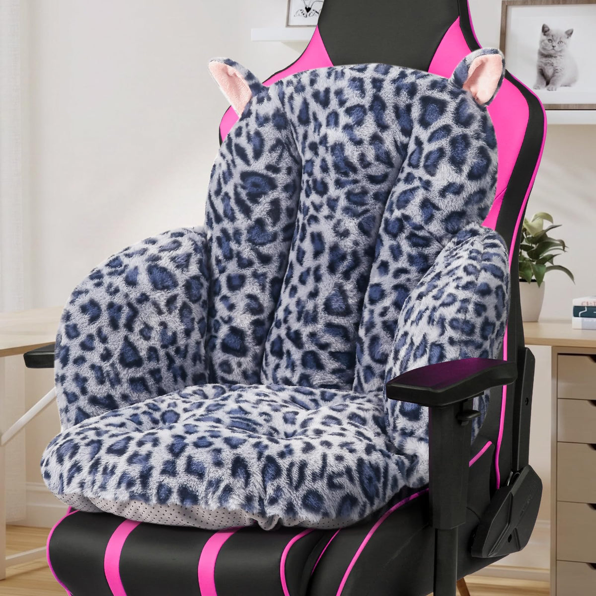 DOBUONO Comfy Office Chair Cushion: 17.5" L x 17.5" W x 18" H Cute Seat Cushion Kawaii Cushion for Gaming Chair with Backrest Non-Slip Floor Seating for Adults and Pets Pink Stuff for Room Decor