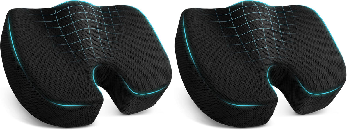 TushGuard Seat Cushion, Memory Foam Office Chair Cushion - Grey, Large
