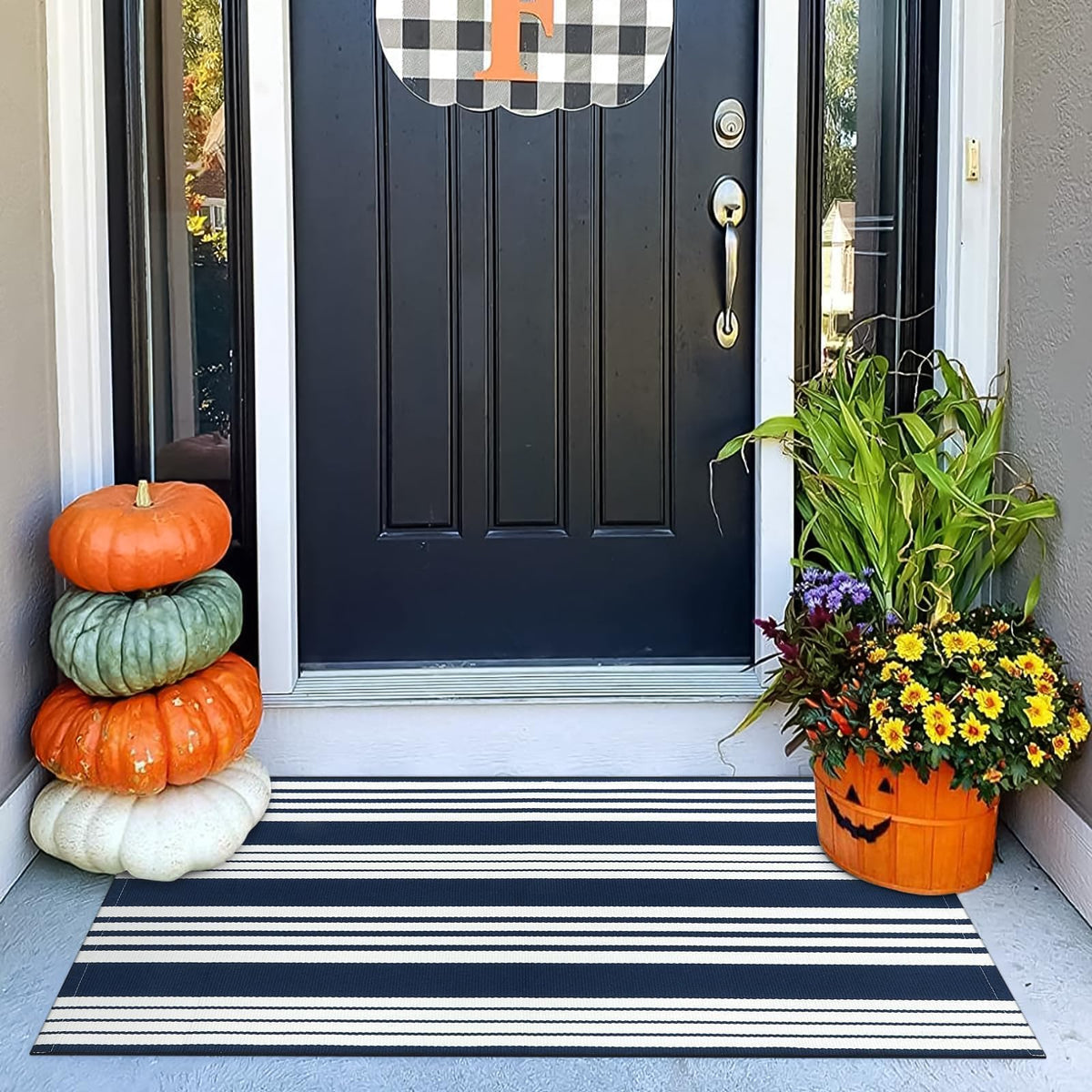 OJIA Front Door Mat 24"x51", Striped Porch Rug Outdoor Door Mat Fall Decor