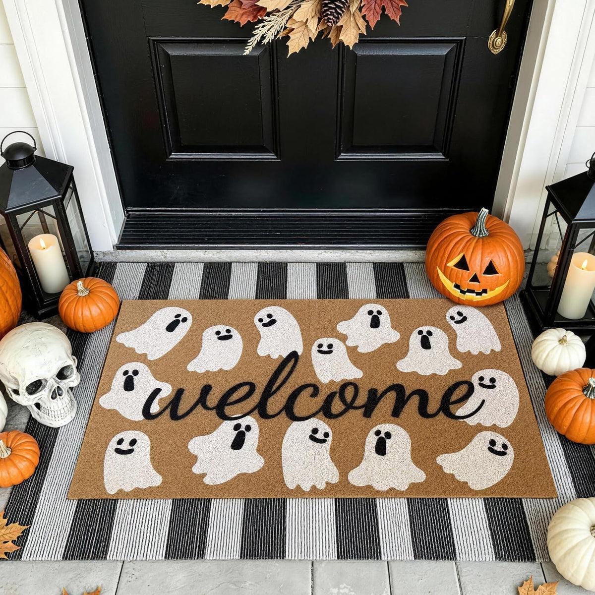Halloween Door Mat, Non Slip Front Welcome Mat Outdoor Indoor 17x30