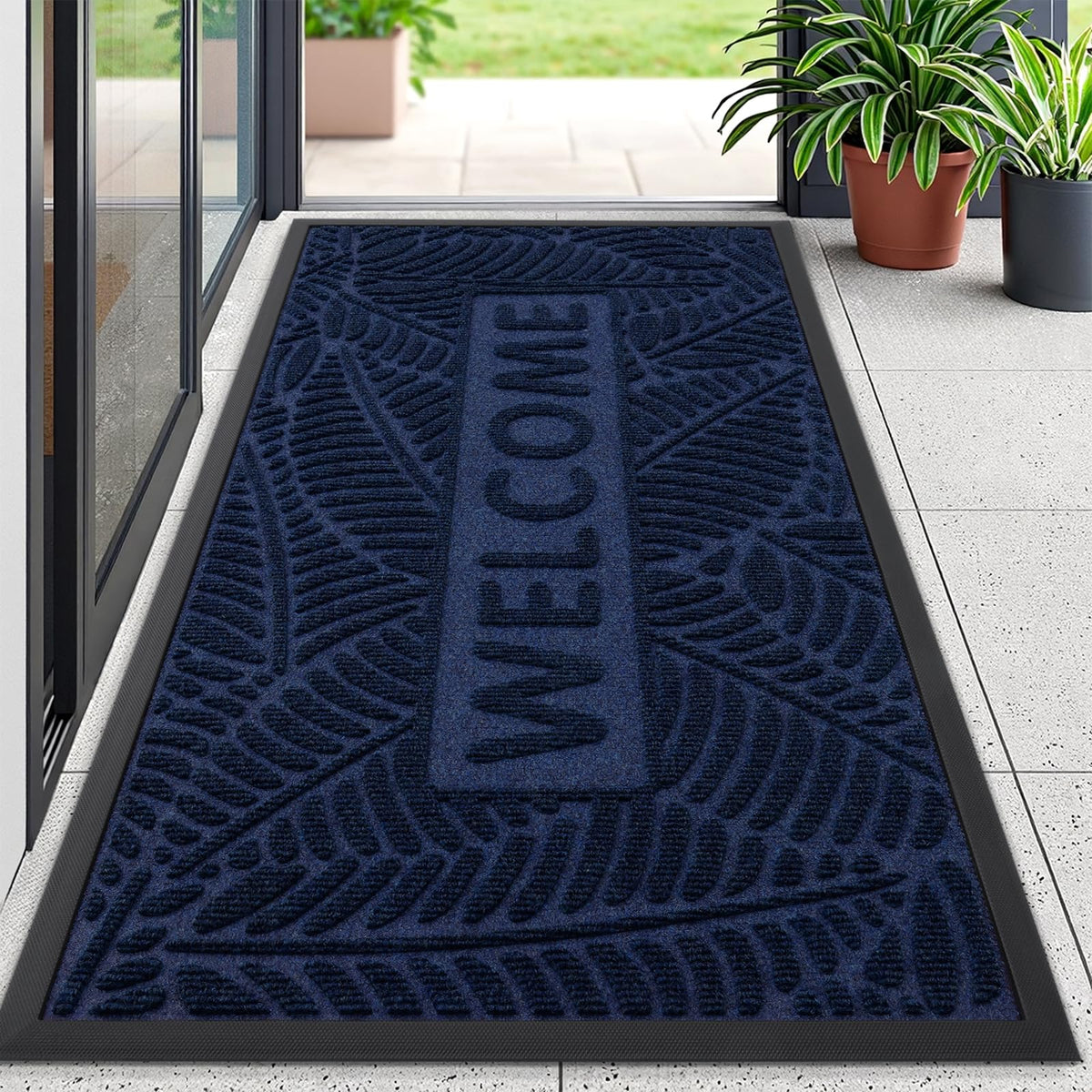 Smiry Welcome Front Door Mat for Outdoor Indoor 29.5x17, All-Season Doormat