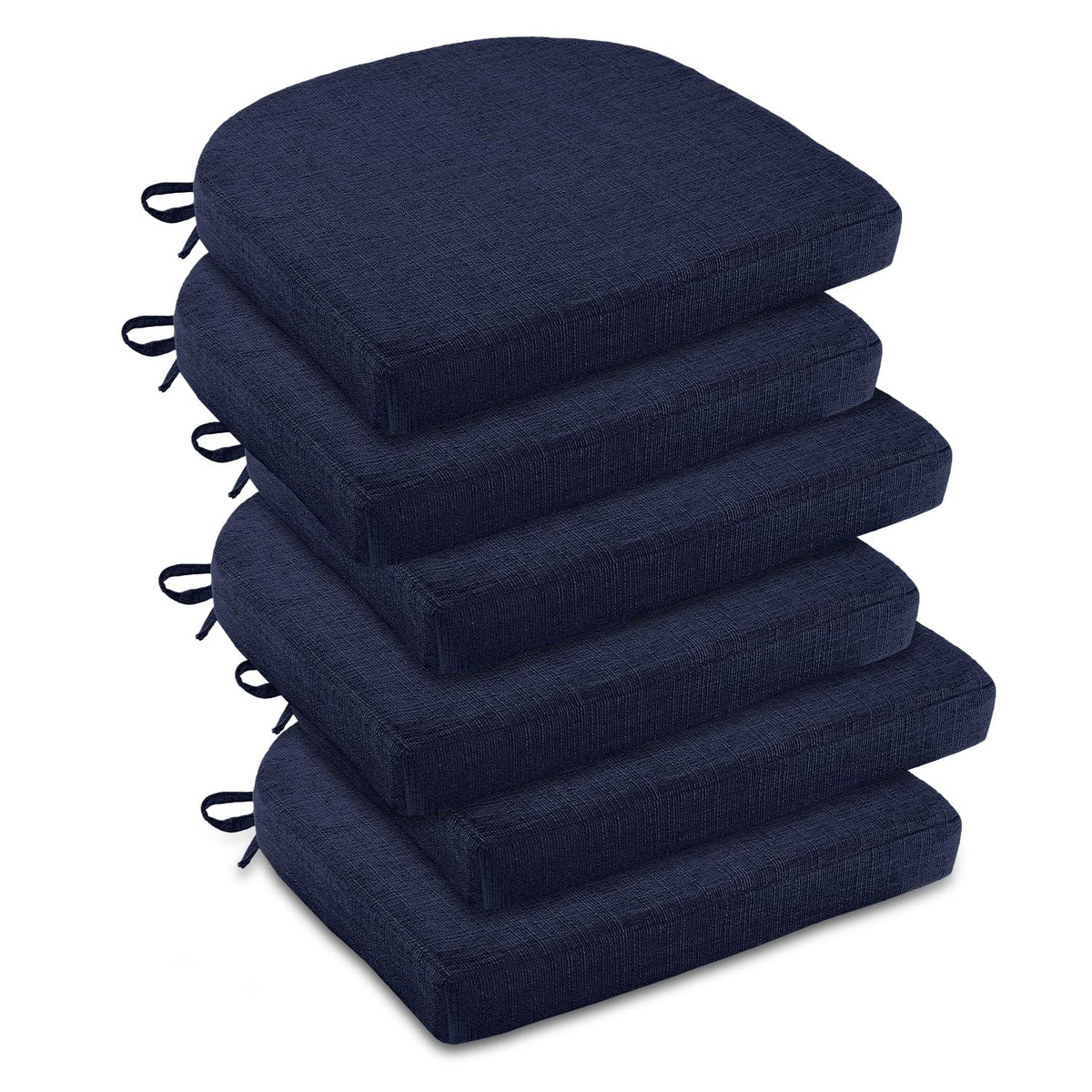 downluxe Indoor Chair Cushions for Dining Chairs, Soft and Comfortable Textured Foam Kitchen Chair Pads with Ties and Non-Slip Backing, 16" x 16" x 2", Red, 4 Pack