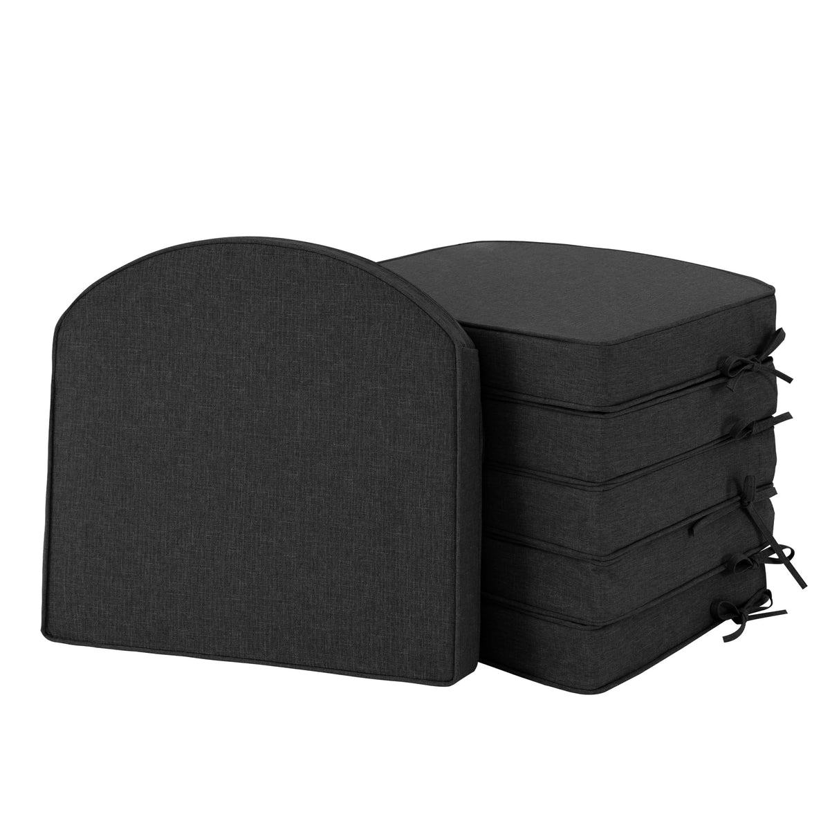 Outdoor Chair Cushions, Fade-Resistant & Water-Resistant, D Shaped Patio Furniture Seat Chair Pads Replacement with Ties, Non-Slip Bottom, Removable Cover, Set of 2, 17 x 16 Inch, Natural