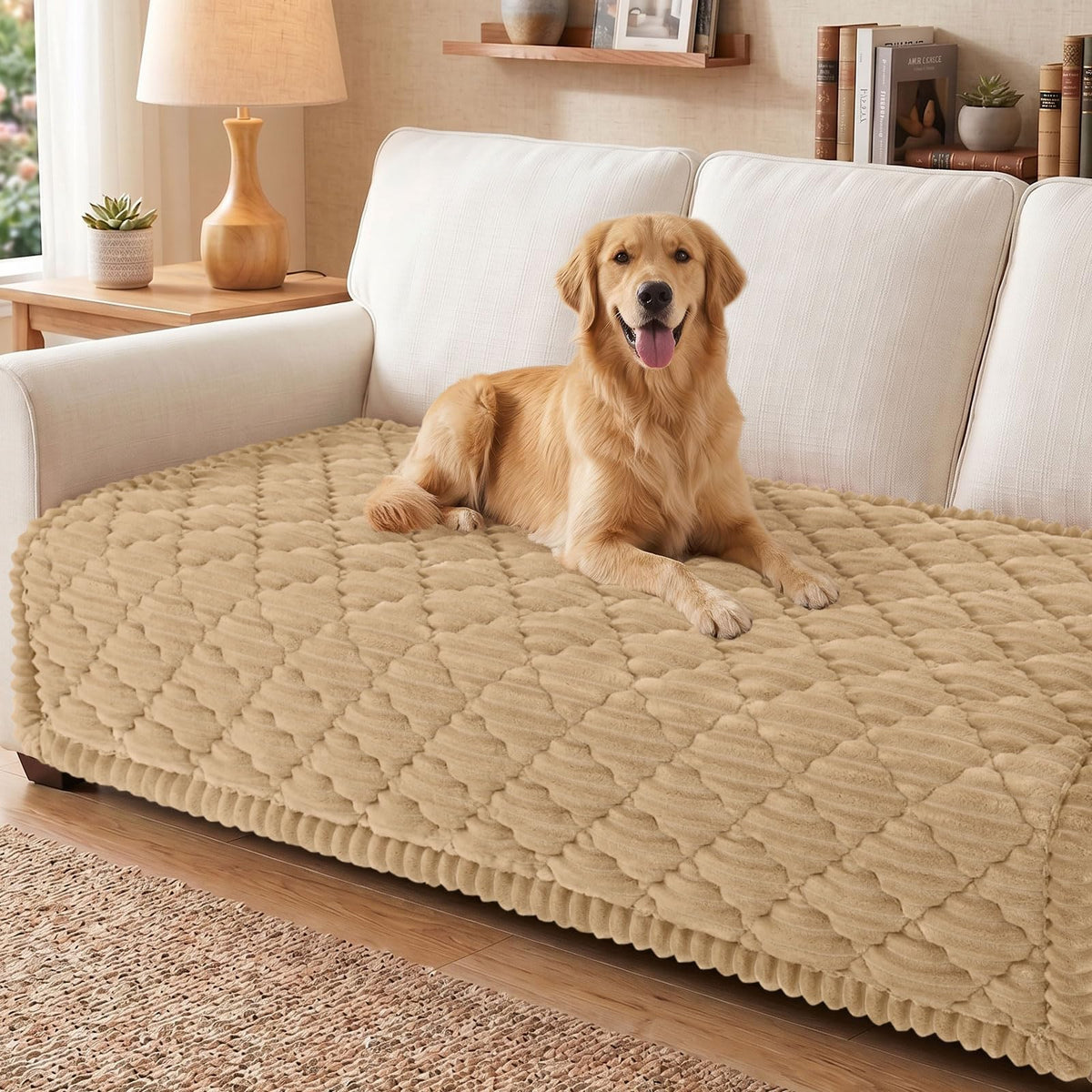 Smiry Couch Cover for Dogs Washable, Non Slip Fuzzy Pet Sofa Protector