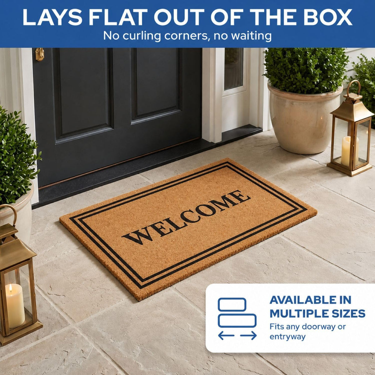 Barnyard Designs Natural Coco Coir Non-Slip Doormat (17x30, Welcome)