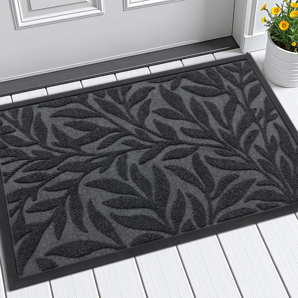 Smiry Welcome Front Door Mat for Outdoor Indoor 29.5x17, All-Season Doormat