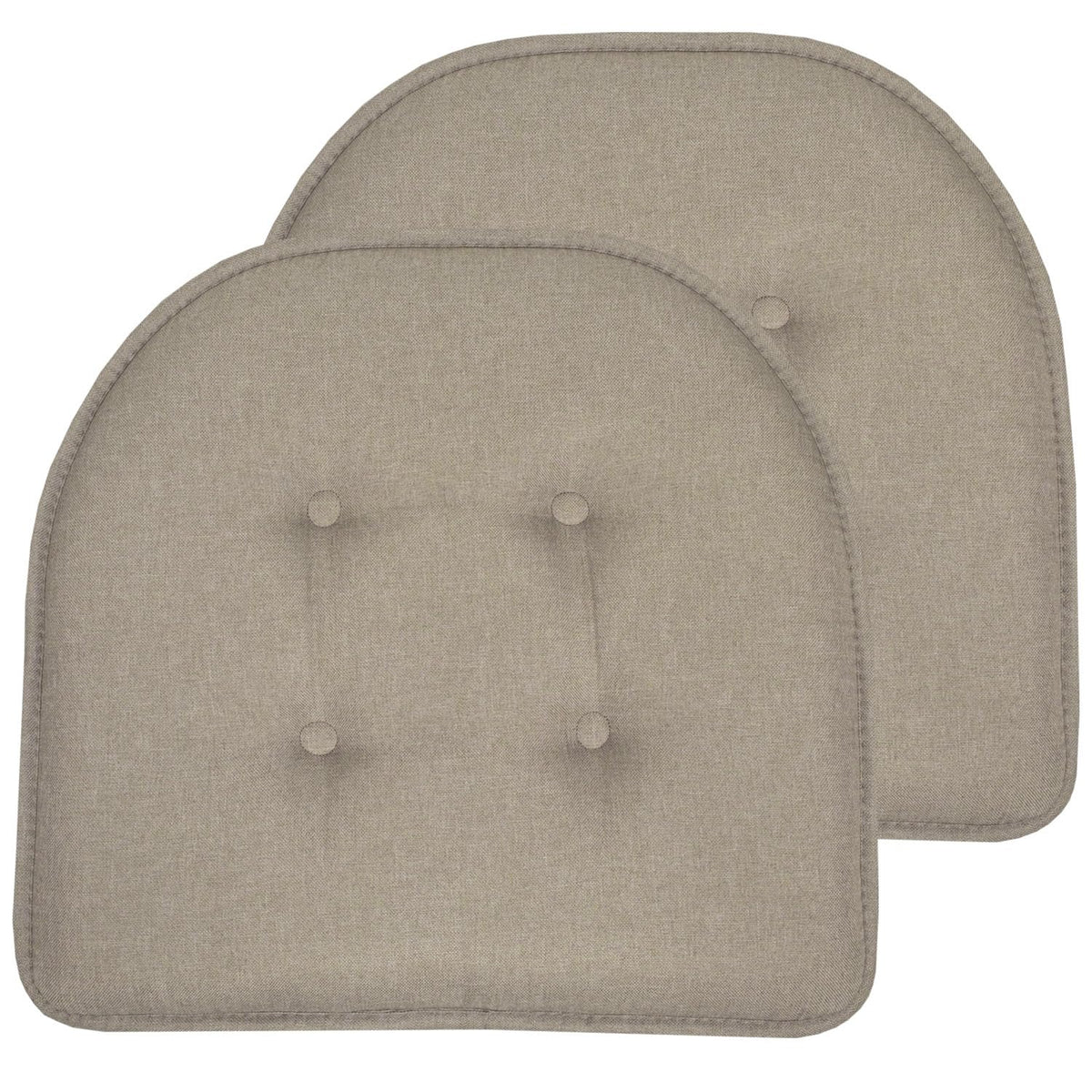 Sweet Home Collection Chair Cushion Memory Foam Pads Tufted Slip Non Skid Rubber Back U-Shaped 17" x 16" Seat Cover, 6 Pack, Checkered Taupe/White