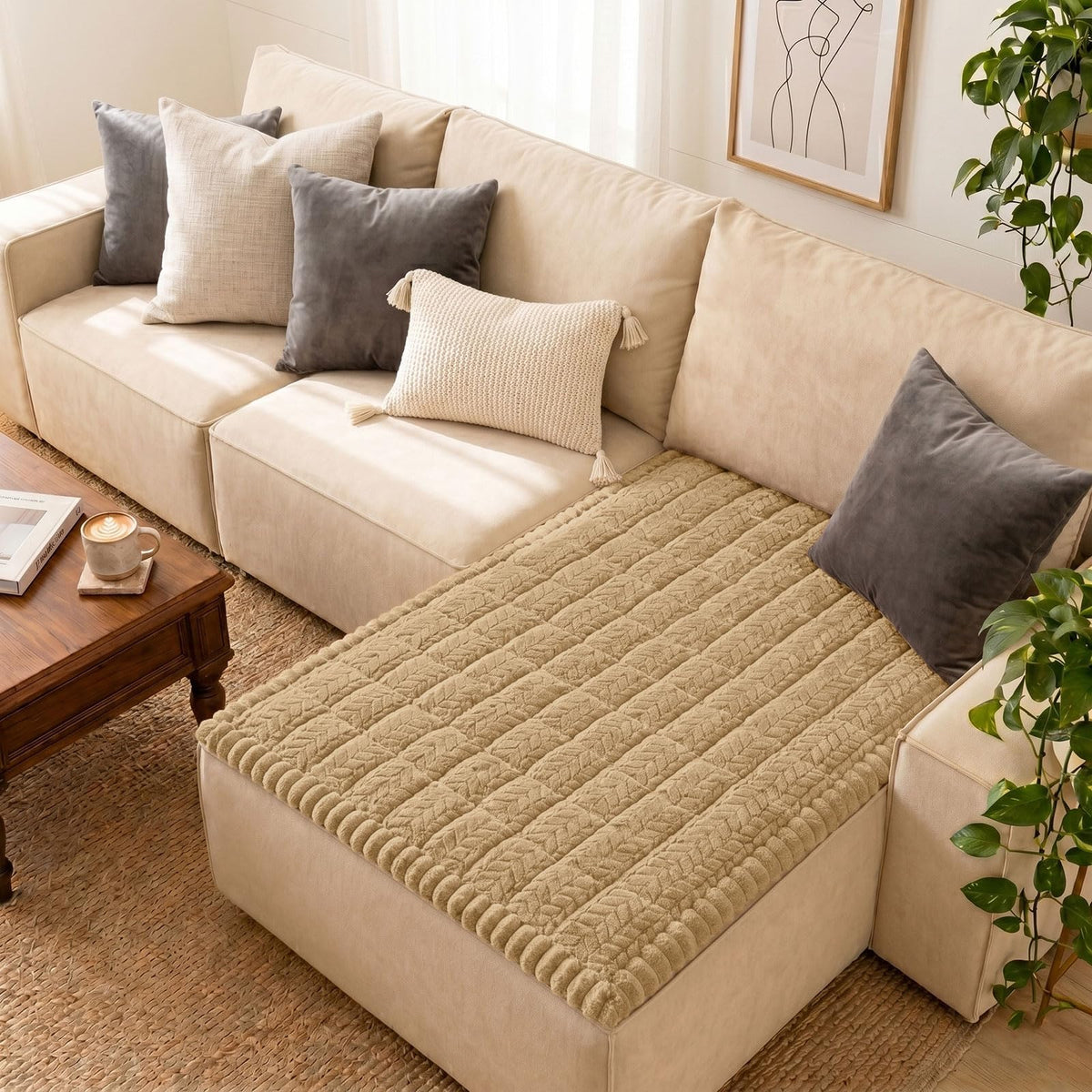 Smiry Couch Cover for Dogs, Non Slip Fuzzy Pet Sofa Covers Washable