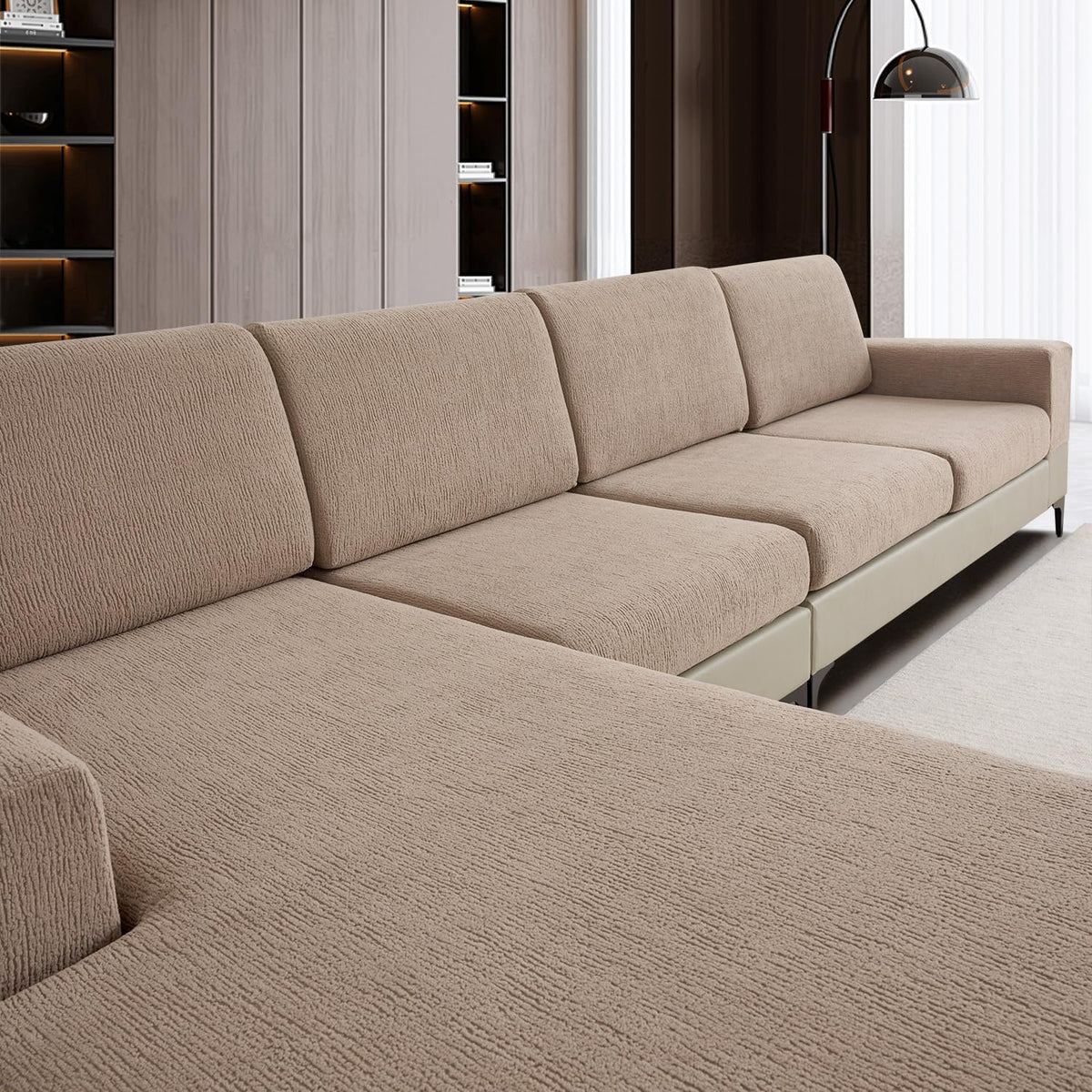 Couch Cushion Covers Sectional Couch Covers Stretch Washable Soft Seat Cushion Covers Furniture Protector Sofa Slipcovers for Pets(Light Grey,3 Pieces Seat Covers or Back Covers)