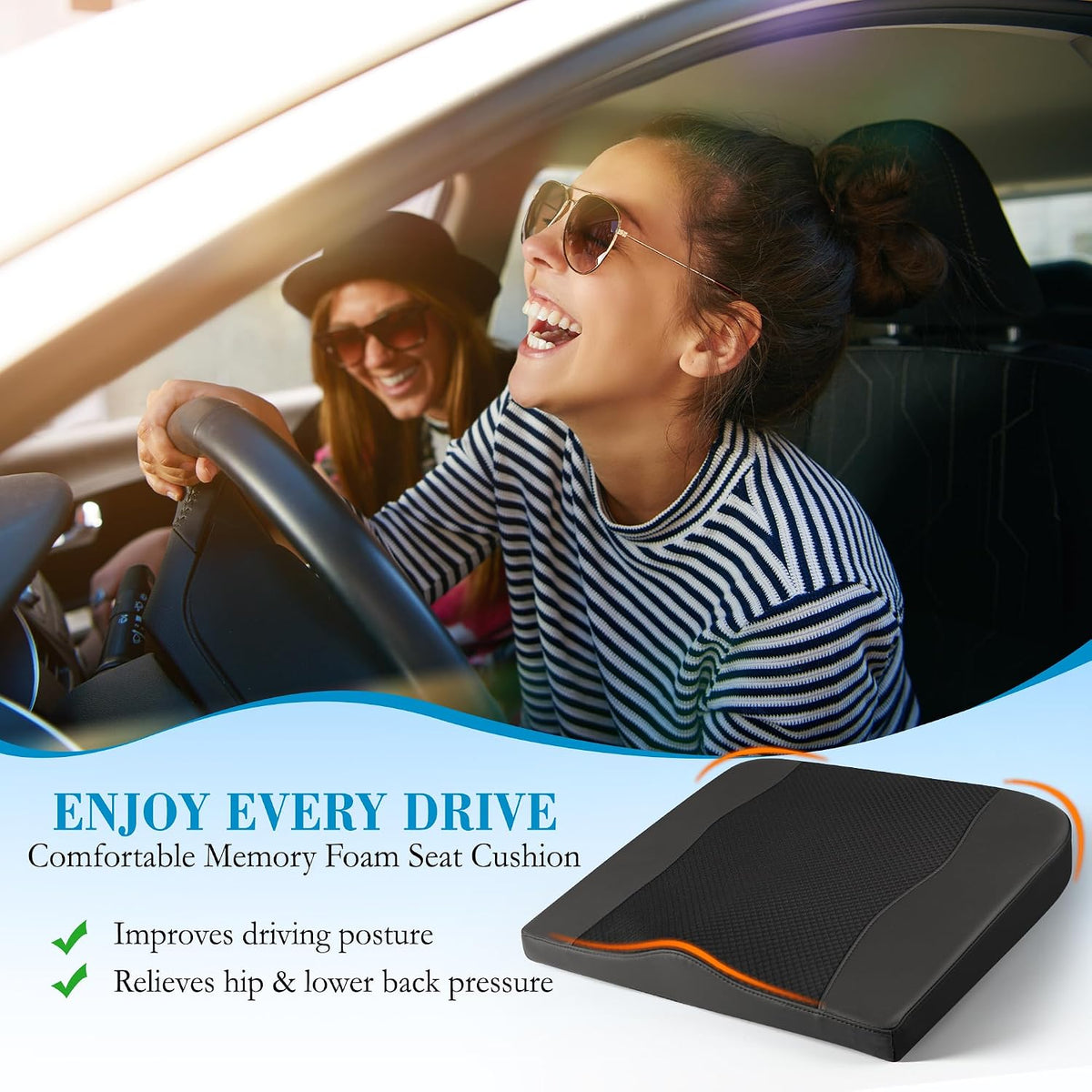 Lofty Aim Car Seat Cushion, Memory Foam Car Seat Cushions for Long Driving