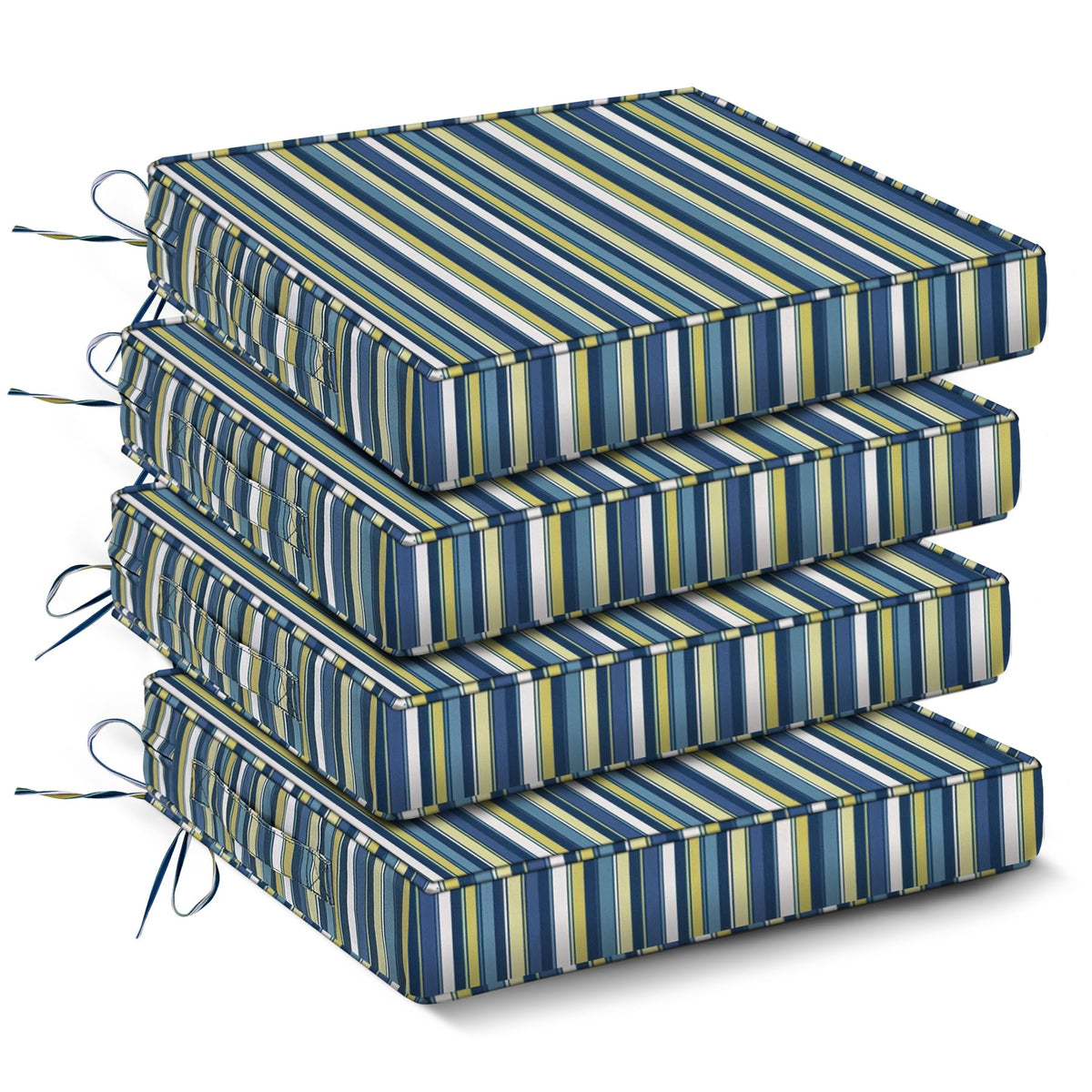IPYNBAP Outdoor Chair Cushions Set of 4 -Waterproof Outdoor Seat Cushions for Patio Furniture, Patio Chair Cushion with Handle and Ties, Square Out Door Chair Pads,19" x 19" x 3", Navy Blue