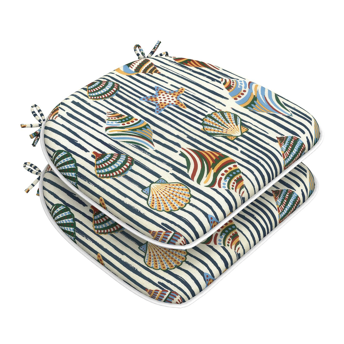 DYTXIII Set of 4 Outdoor Chair Cushions with Ties,Water Repellent Patio Chair Pads 17"x 16" for Outdoor Furniture,Round Corner Seat Cushions for Garden Yard Kitchen Paisley Multi