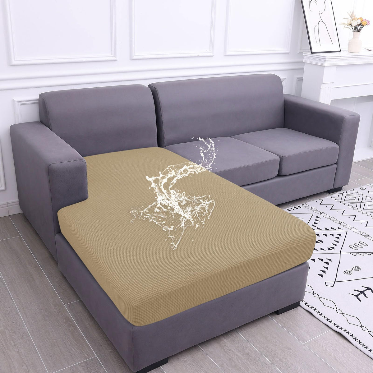hyha Waterproof Couch Cushion Covers for Pets, Non Slip Sofa Seat Cover