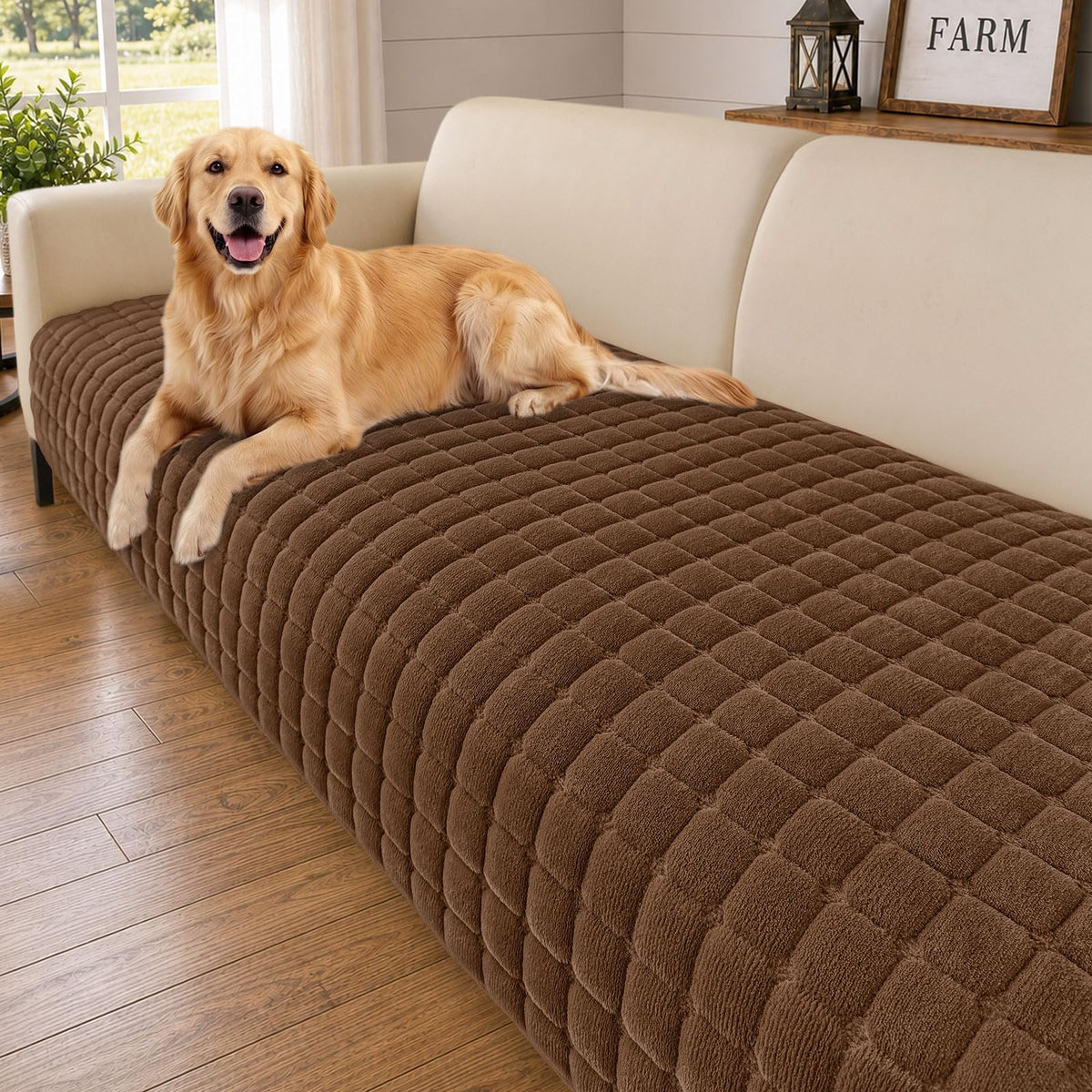 Smiry Velvet Couch Cover for Dogs, Non Slip Soft Sofa Protector for Pets