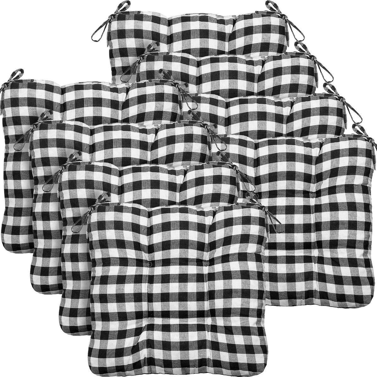 Geetery 4 Pack Chair Cushions, 16" x 15",Khaki and White,Plaid