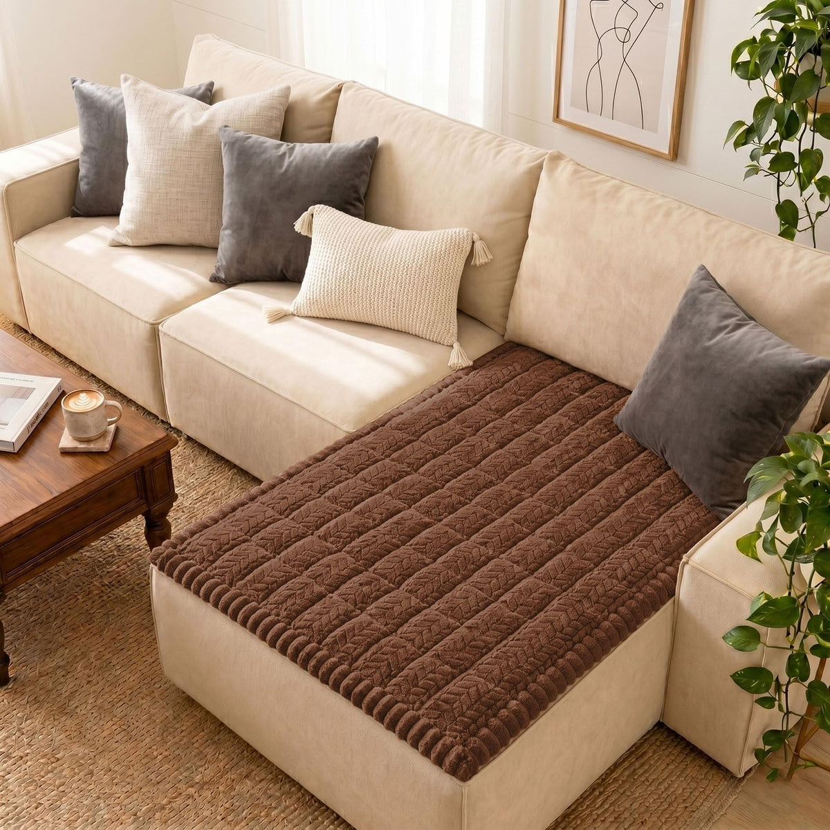 Smiry Couch Cover for Dogs, Non Slip Fuzzy Pet Sofa Covers Washable