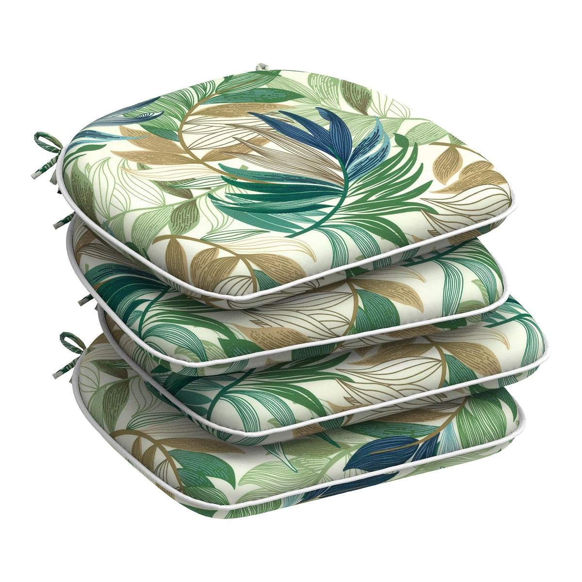DYTXIII Set of 4 Outdoor Chair Cushions with Ties,Water Repellent Patio Chair Pads 17"x 16" for Outdoor Furniture,Round Corner Seat Cushions for Garden Yard Kitchen Paisley Multi