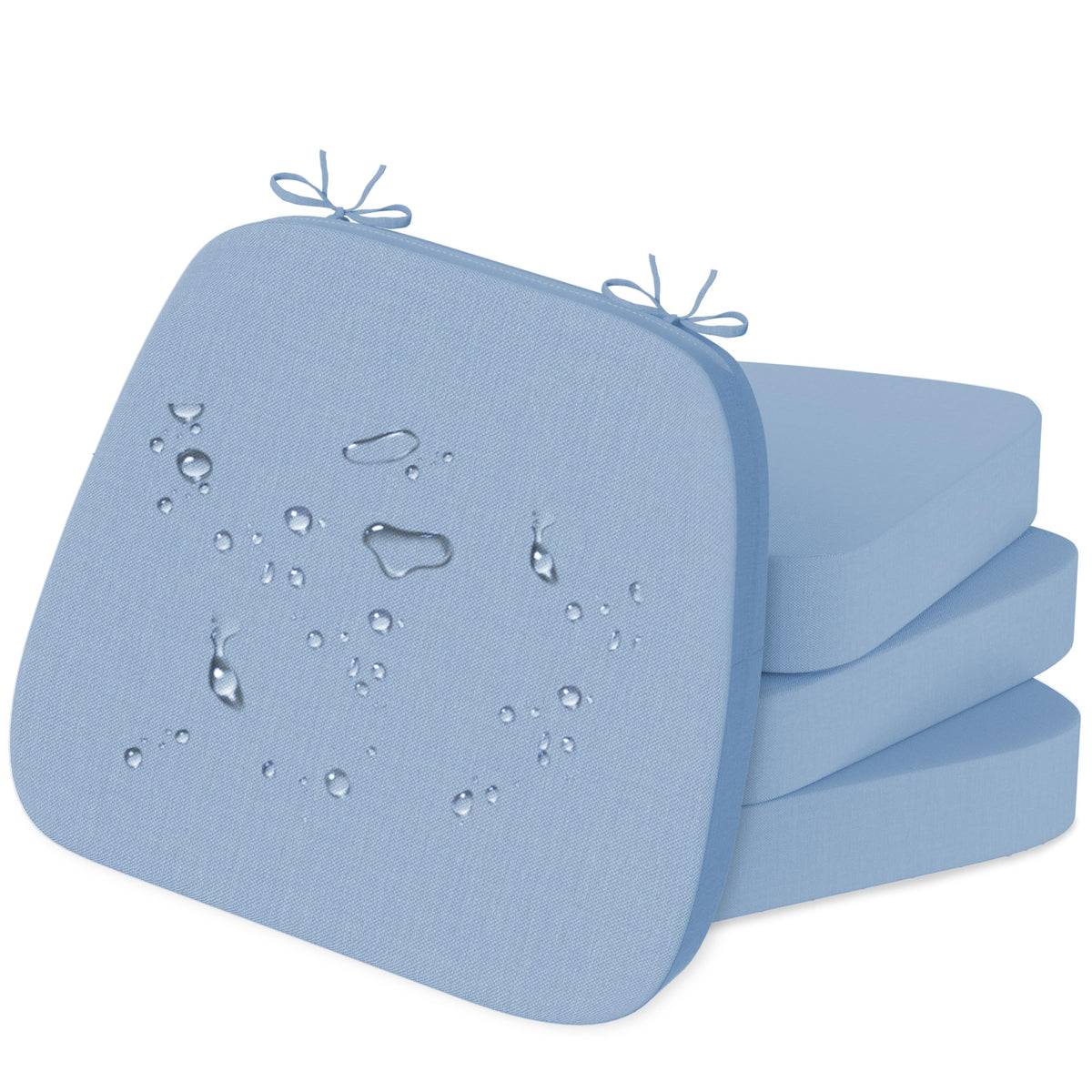 17'' x 16'' x 2.5"Thick Chair Cushions for Dining Chairs, 6 Pack WaterProof Easy Clean Kitchen Chair Pads with Ties and Non-Slip Backing - 30D High Elastic Foam Soft Kitchen Chair Cushions