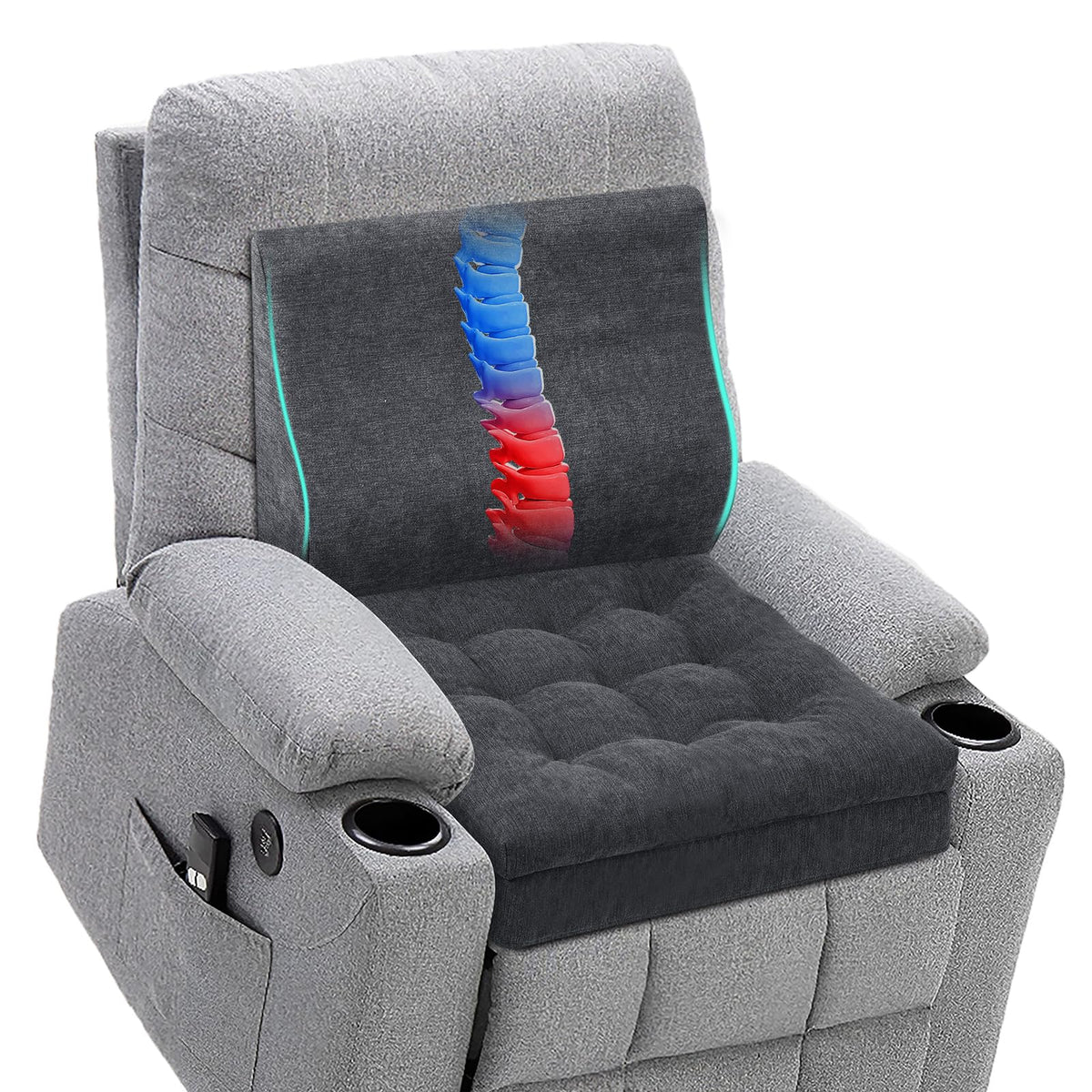 Recliner Cushions for Elderly, 20x20x5 Inch Thick Chair Cushion Patent Design Soft Tufted Dual Layer Booster Seat Cushions for Seniors Recliner Risers Gray 1P