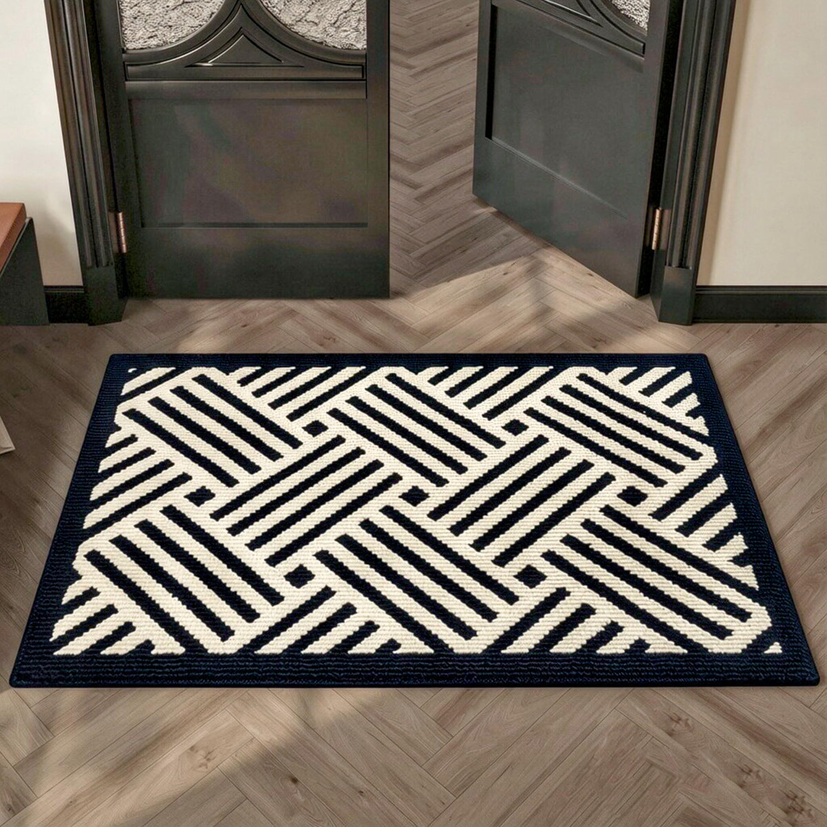 24"x36" Indoor Mats for Entryway, Black White