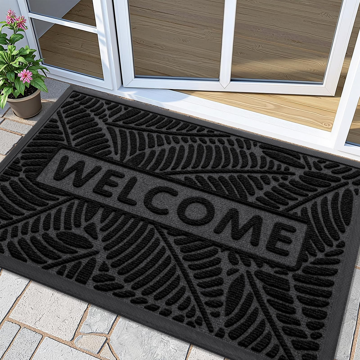 Smiry Welcome Front Door Mat for Outdoor Indoor 29.5x17, All-Season Doormat