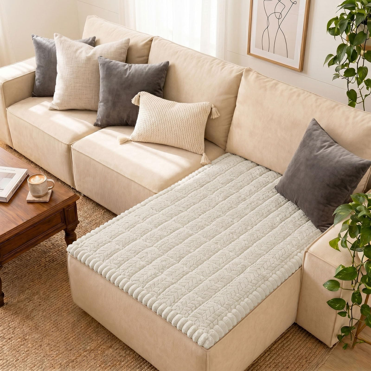 Smiry Couch Cover for Dogs, Non Slip Fuzzy Pet Sofa Covers Washable