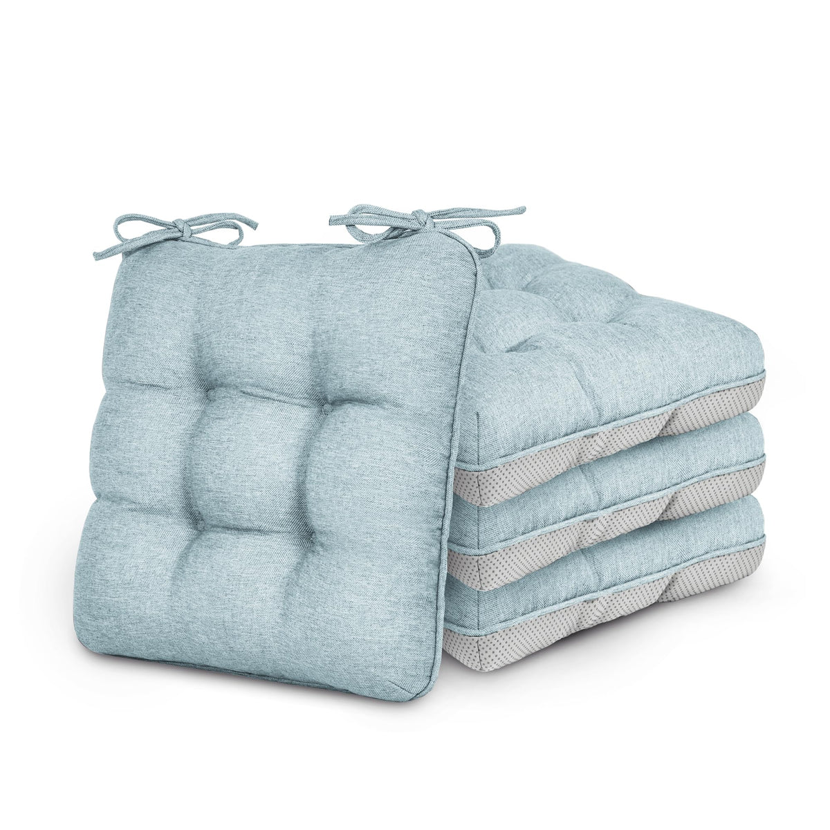 Love's cabin Memory Foam Chair Cushions Set of 4, 15.5 Inch, Grey