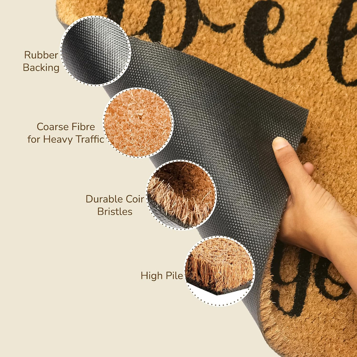 Coir Front Door mat with Hope You Like Dogs Print, 30x17x0.6