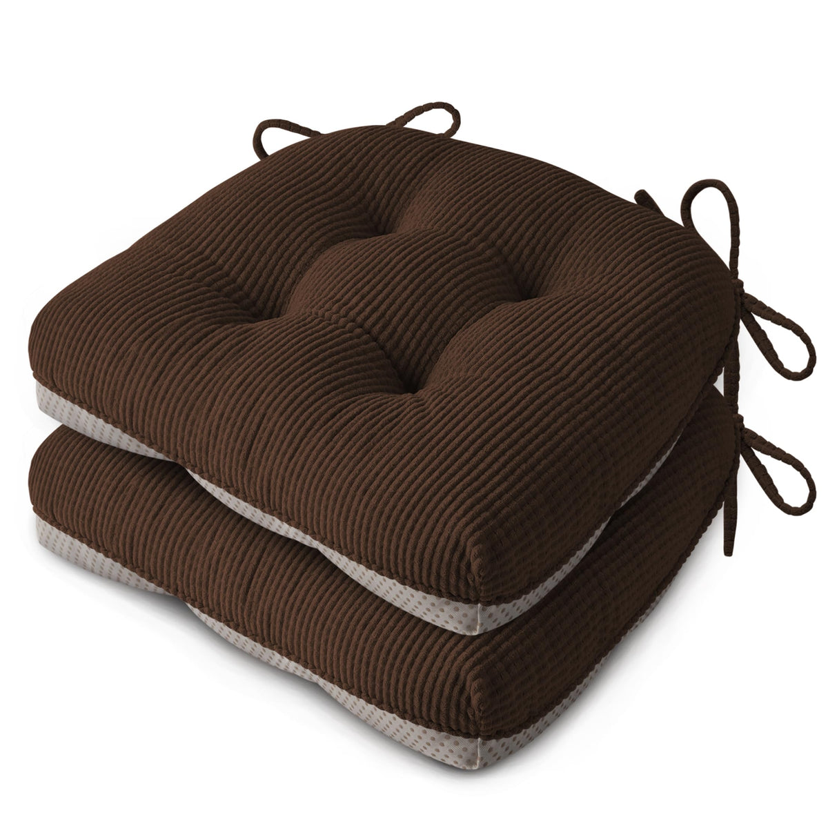 Anti Slip Kitchen Chair Cushions Set of 4 18"X16.5"X3" Beige