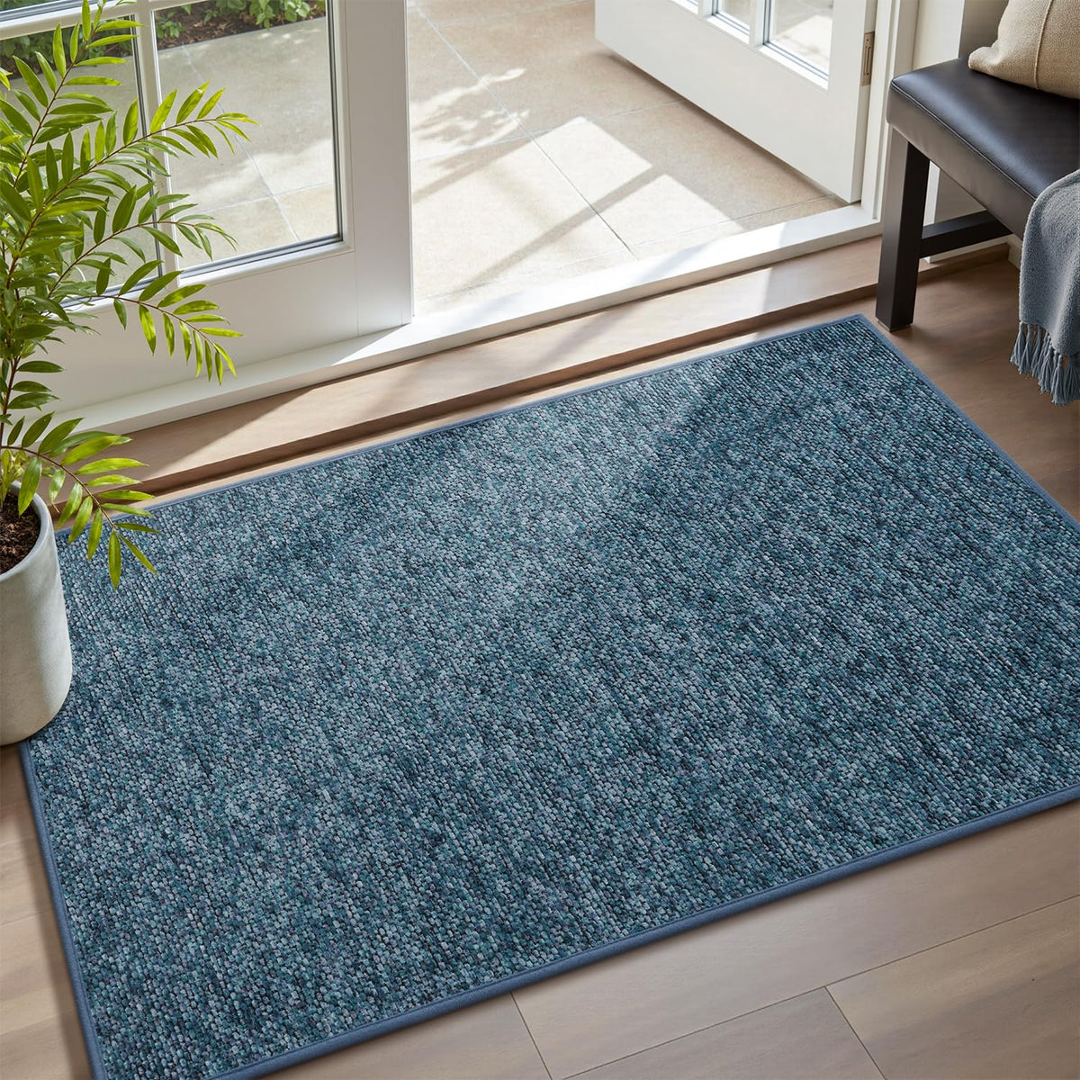 MontVoo Door Mat Indoor Entrance Doormat, Absorbent Durable Rubber Non Slip Front Door Mat for Inside Entry Entryway Dirt Trapper Welcome Mat, Darkgrey 17''x30''