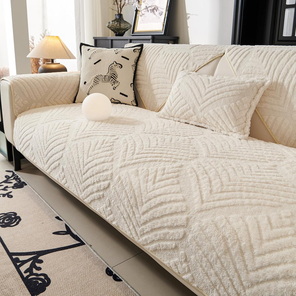 Plush Sofa Cover Washable, Funny Fuzzy Pet Couch Cover for 1 Seat