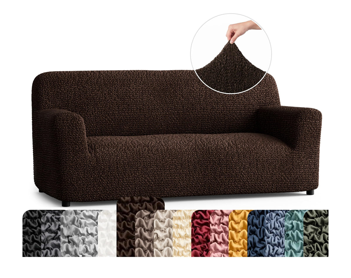 Premium Stretch Couch Covers for Sofa - Sofa Chair Cover Washable, Dogs & Pets Friendly - Elastic Polyester Loveseat Slipcovers - Non-Slip Love Seat Couch Covers - Soft Taupe (86"-120" Wide)