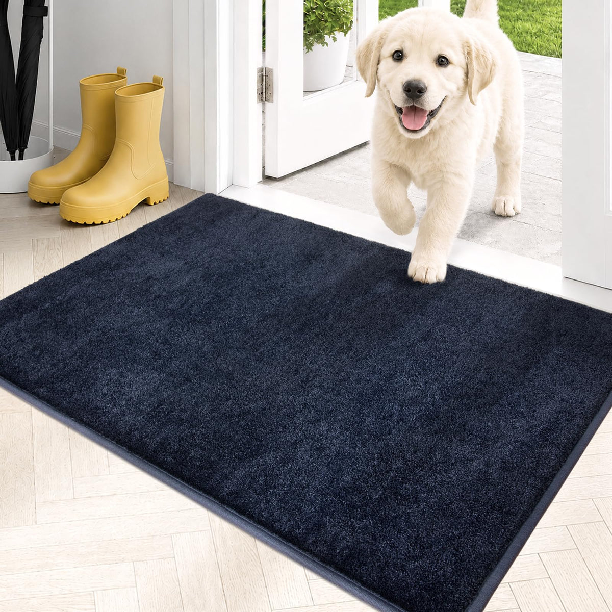 PURRUGS Dirt Trapping Indoor Door Mat, 24" x 35.5", Charcoal